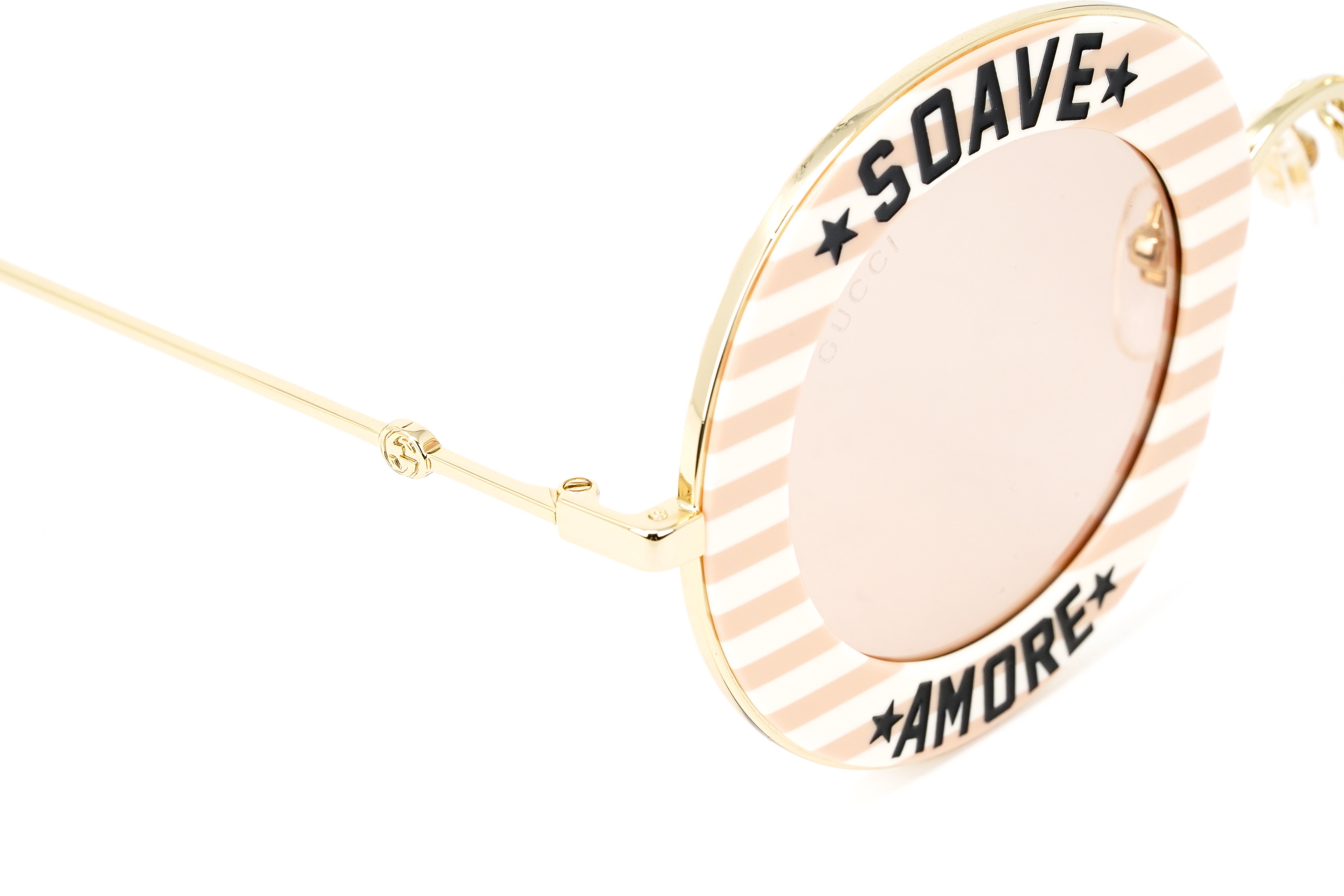 Gucci Women's Sunglasses Oversized Round Gold Soave Amore GG0113S-009 44-GR8 Sunglasses