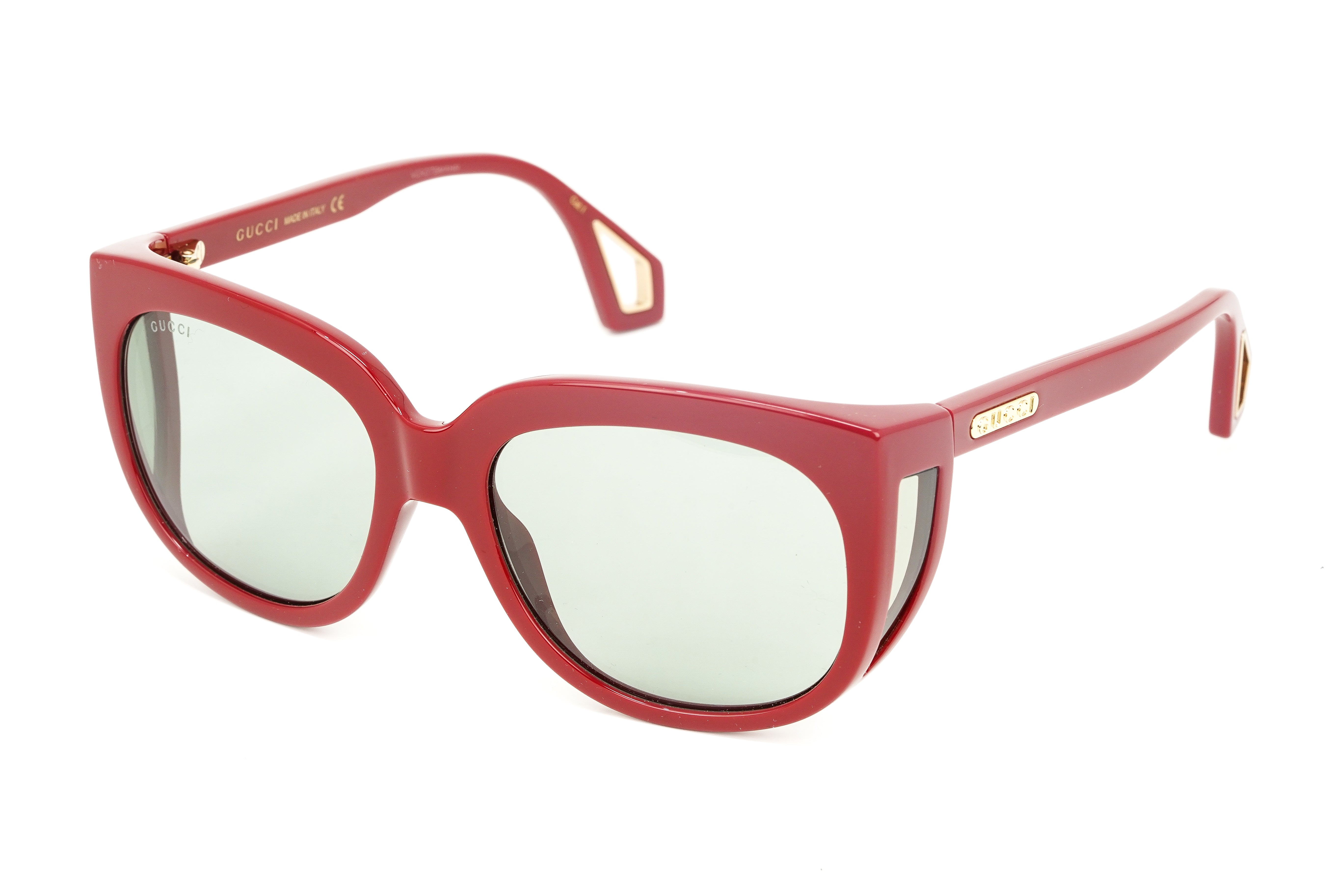 Gucci Women's Sunglasses Wraparound Rectangle Red GG0468S-003 57-GR8 Sunglasses