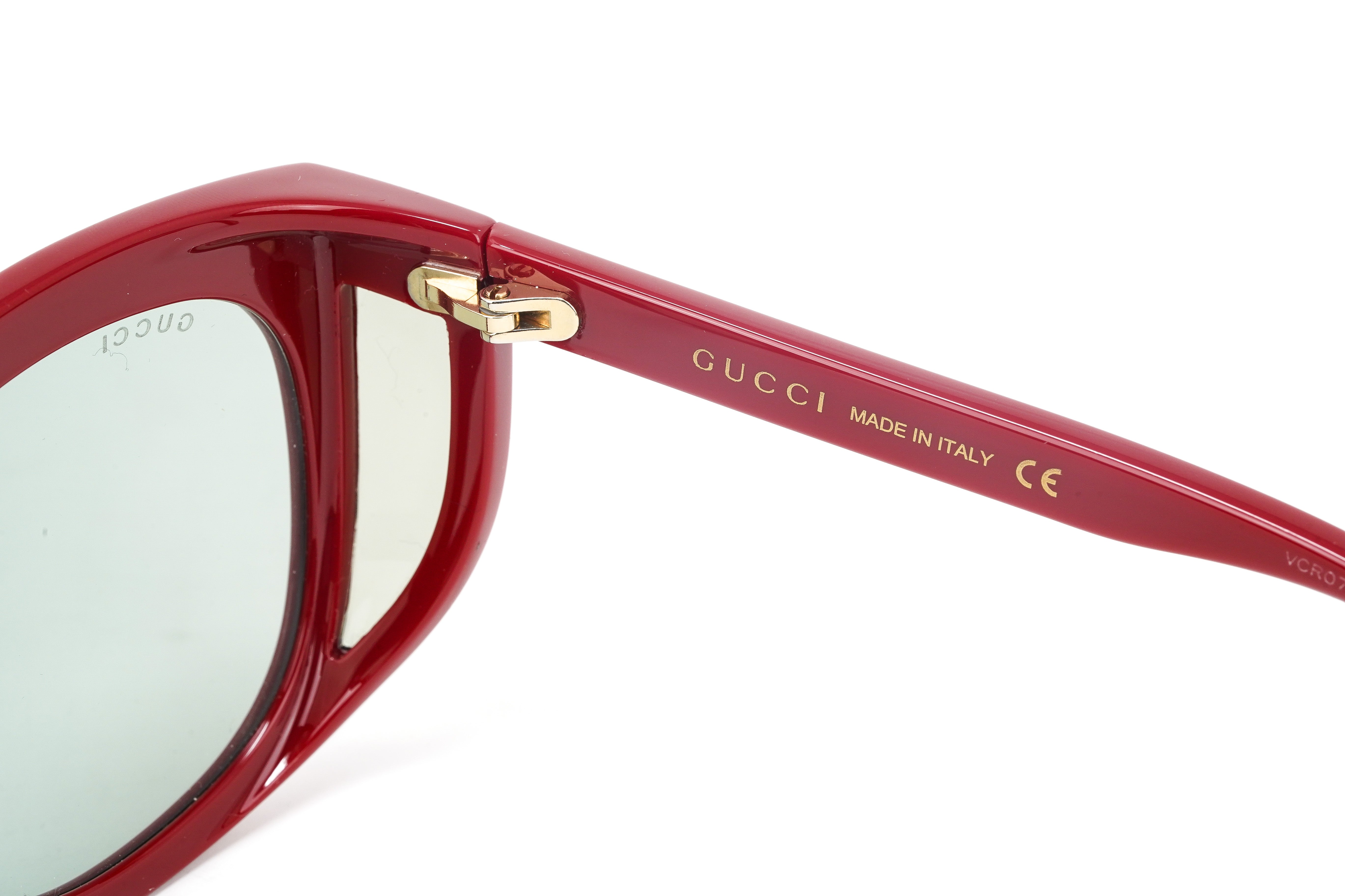 Gucci Women's Sunglasses Wraparound Rectangle Red GG0468S-003 57-GR8 Sunglasses