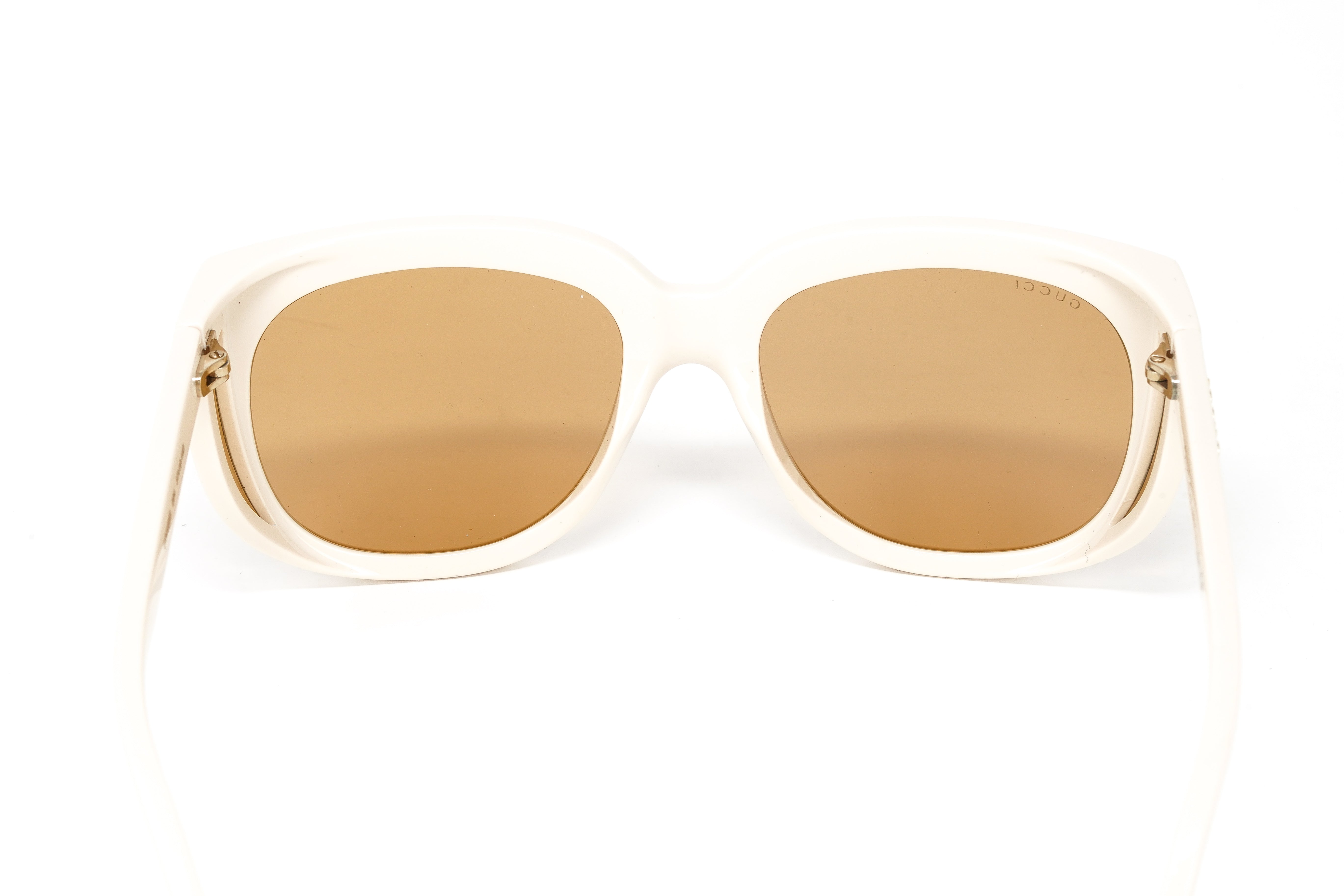 Gucci Women's Sunglasses Wraparound Rectangle Cream GG0468S-004 57-GR8 Sunglasses