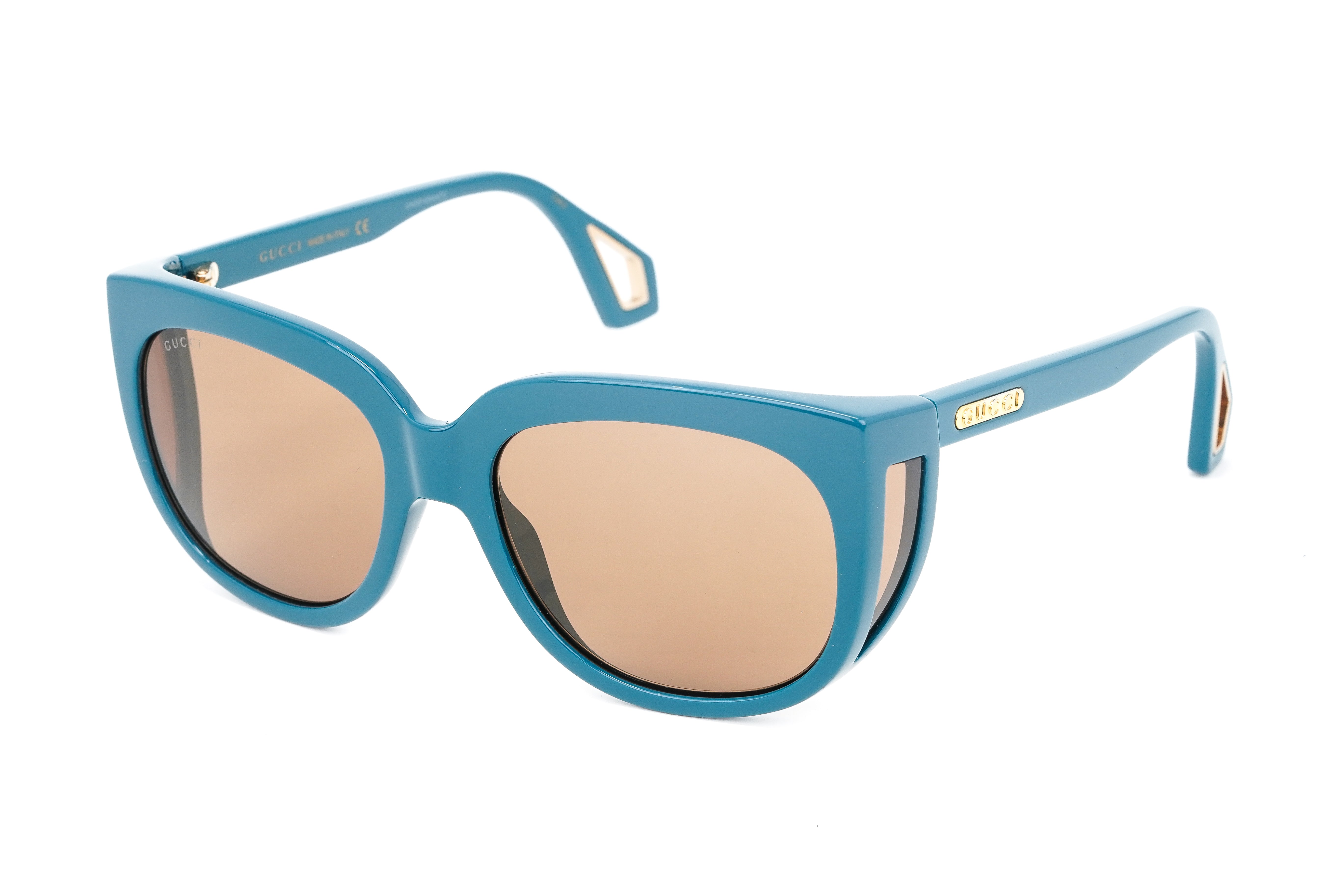 Gucci Women's Sunglasses Wraparound Rectangle Turquoise GG0468S-005 57-GR8 Sunglasses