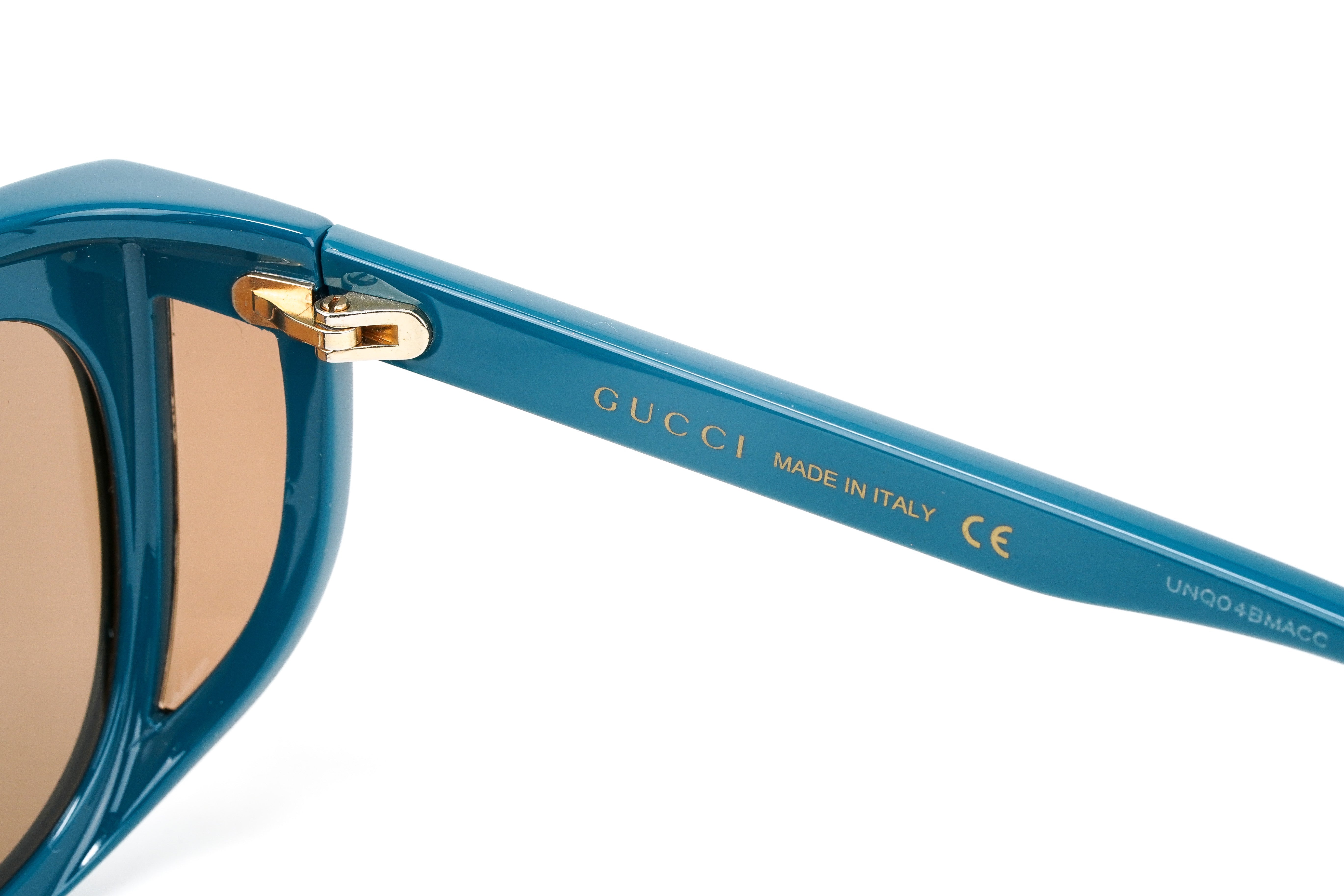 Gucci Women's Sunglasses Wraparound Rectangle Turquoise GG0468S-005 57-GR8 Sunglasses