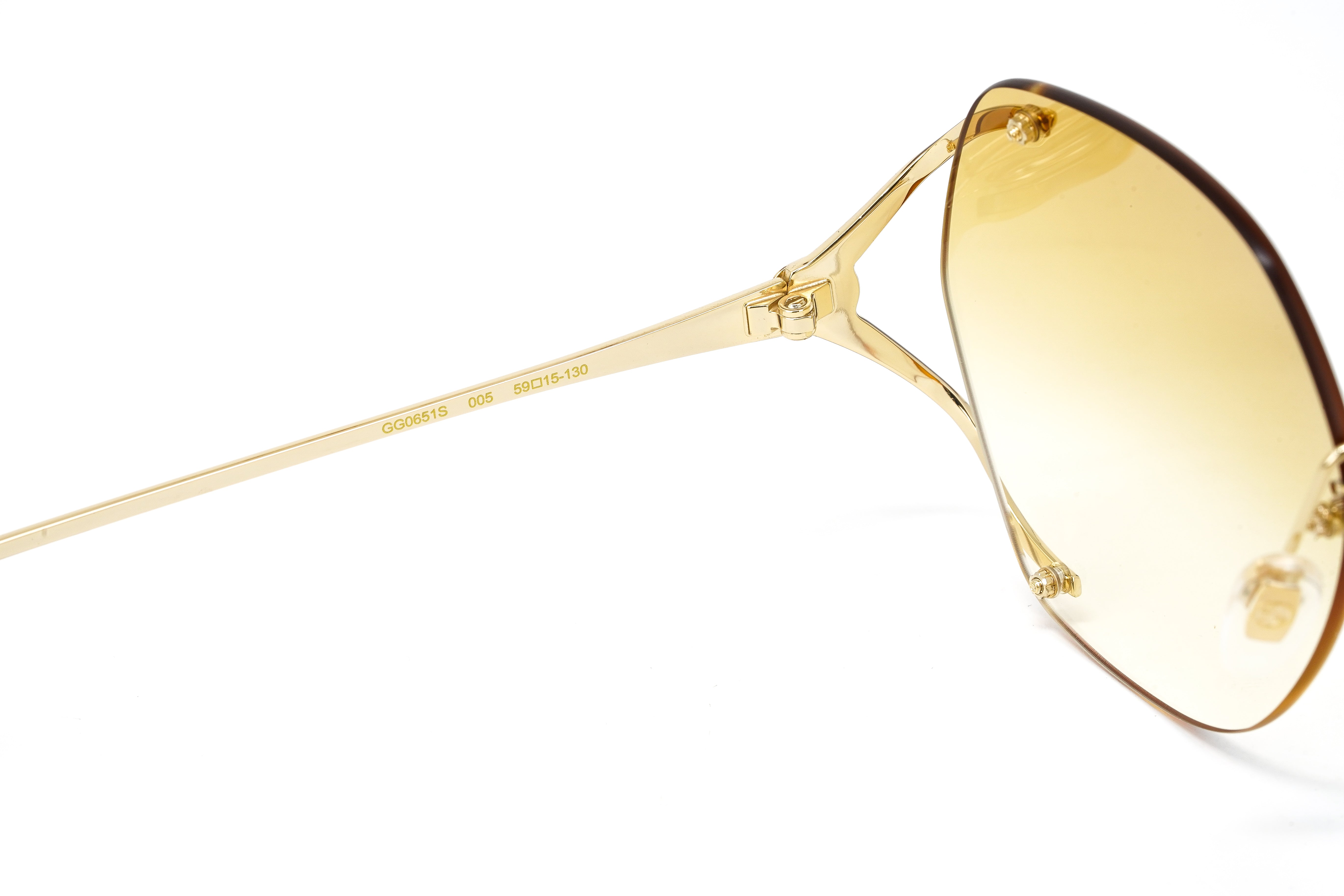 Gucci Women's Sunglasses Oversized Oval Gold GG0651S-005 59-GR8 Sunglasses