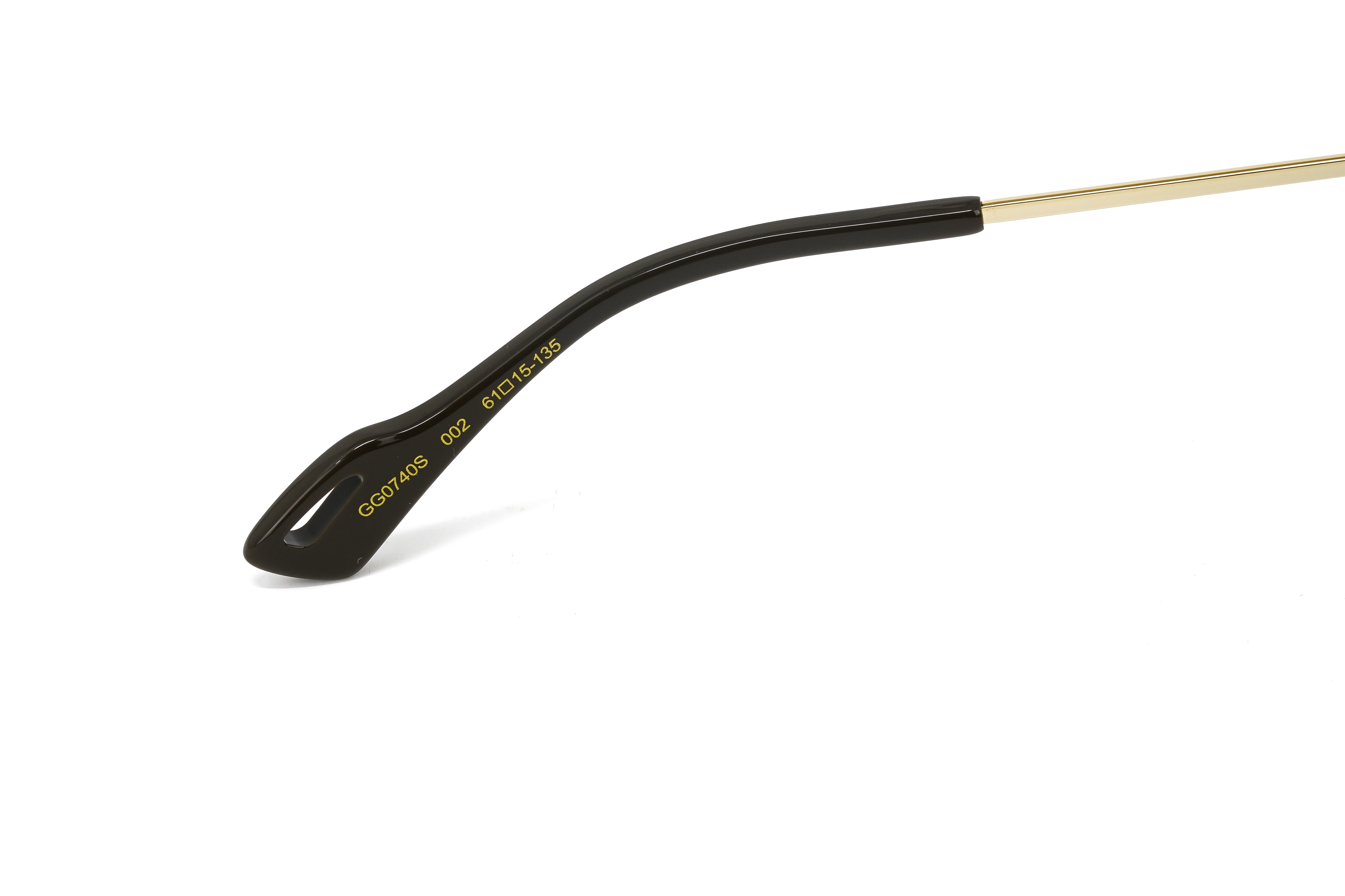 Gucci Unisex Sunglasses Oversized Pilot Blue Gold GG0740S-002 61-GR8 Sunglasses