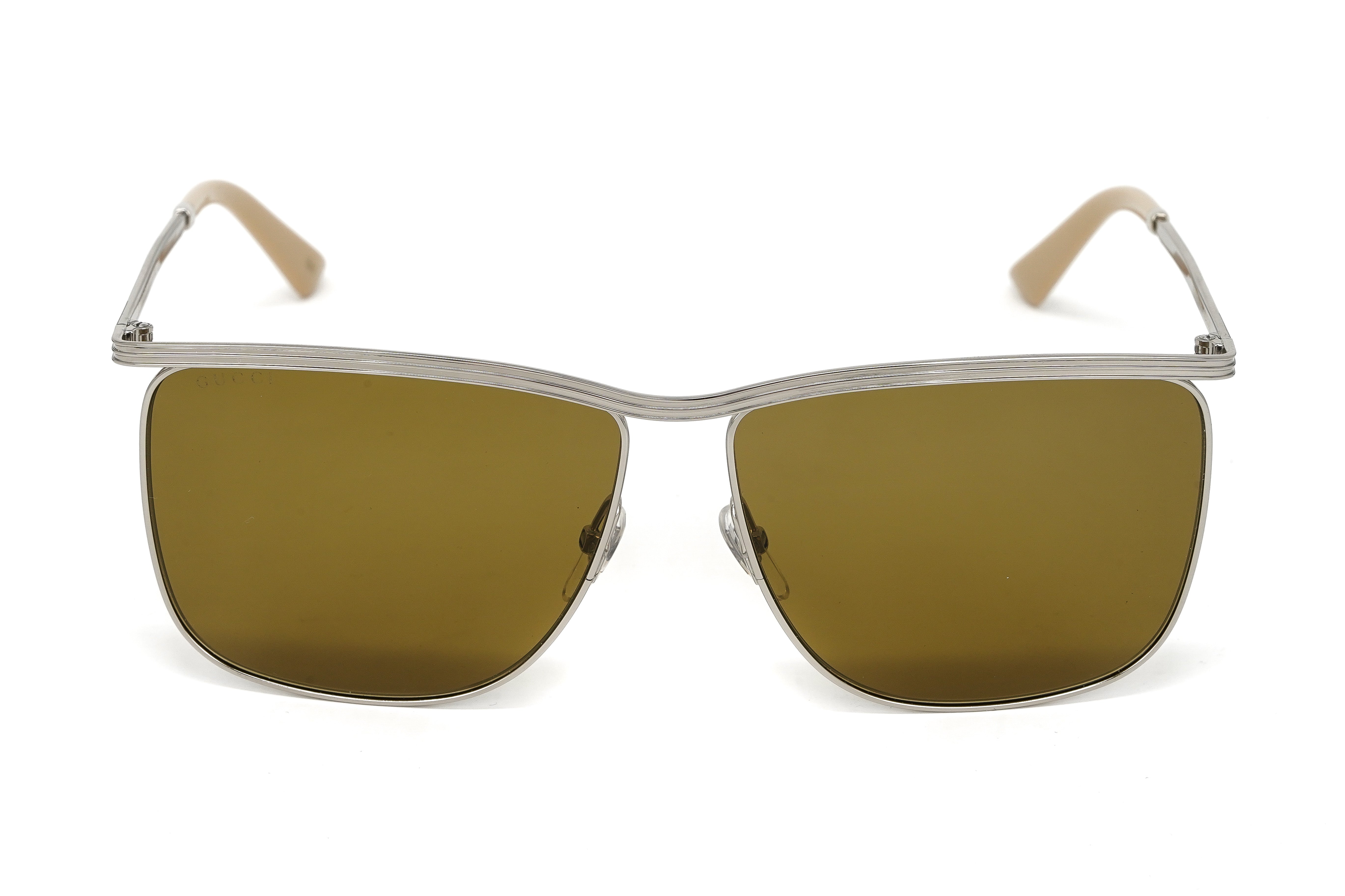 Gucci Men's Sunglasses Classic Square Silver Brown GG0821S-002 62-GR8 Sunglasses