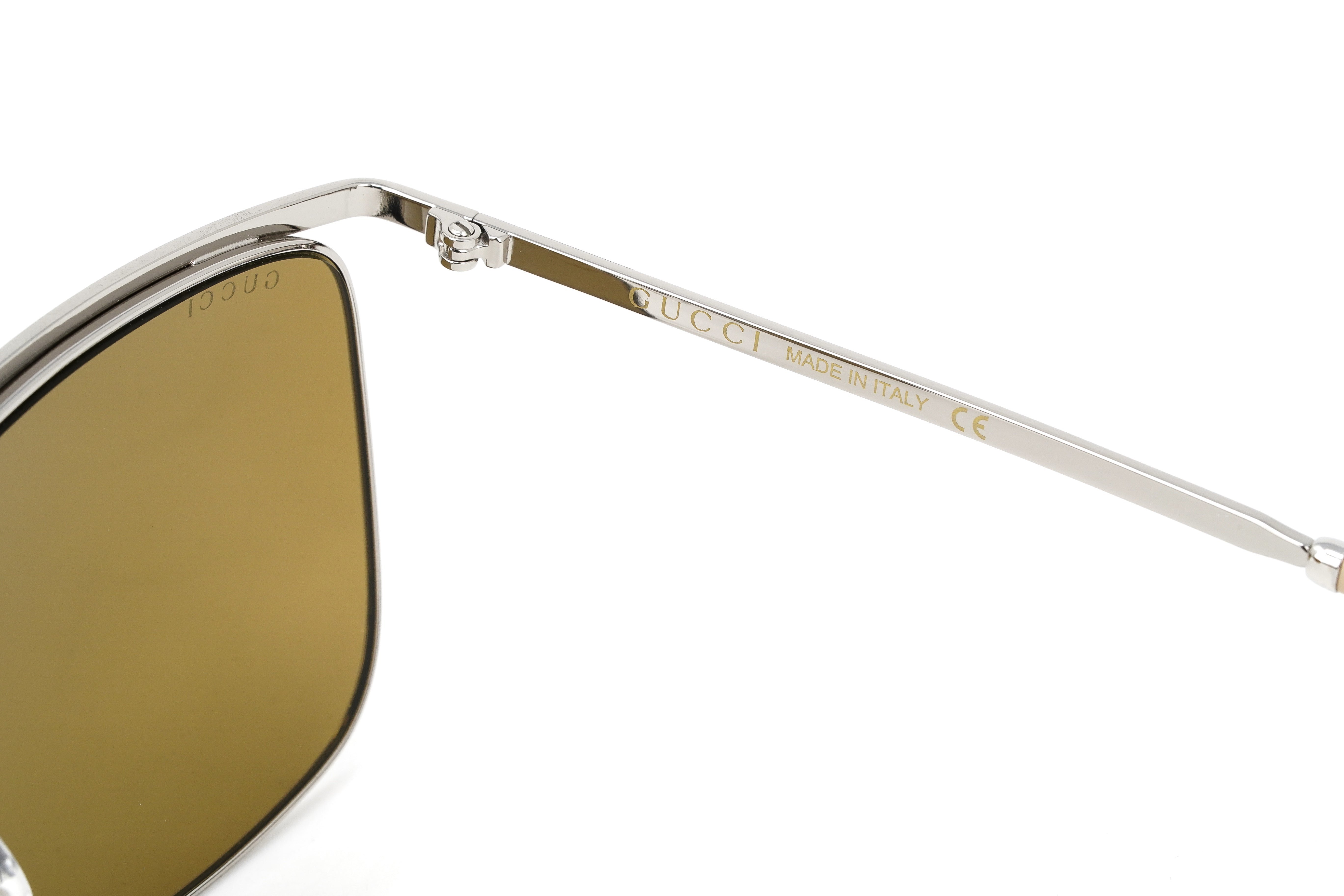 Gucci Men's Sunglasses Classic Square Silver Brown GG0821S-002 62-GR8 Sunglasses