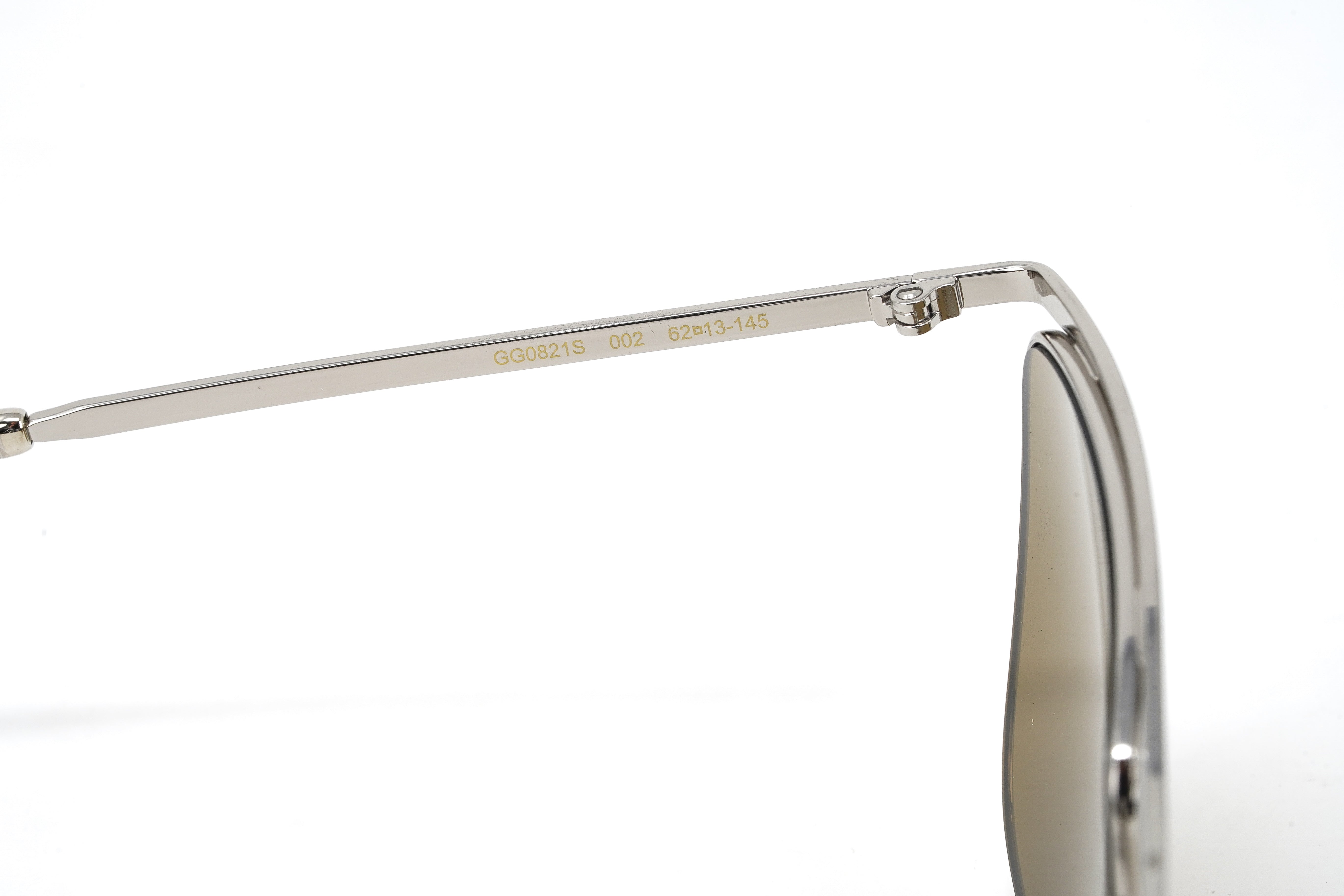 Gucci Men's Sunglasses Classic Square Silver Brown GG0821S-002 62-GR8 Sunglasses