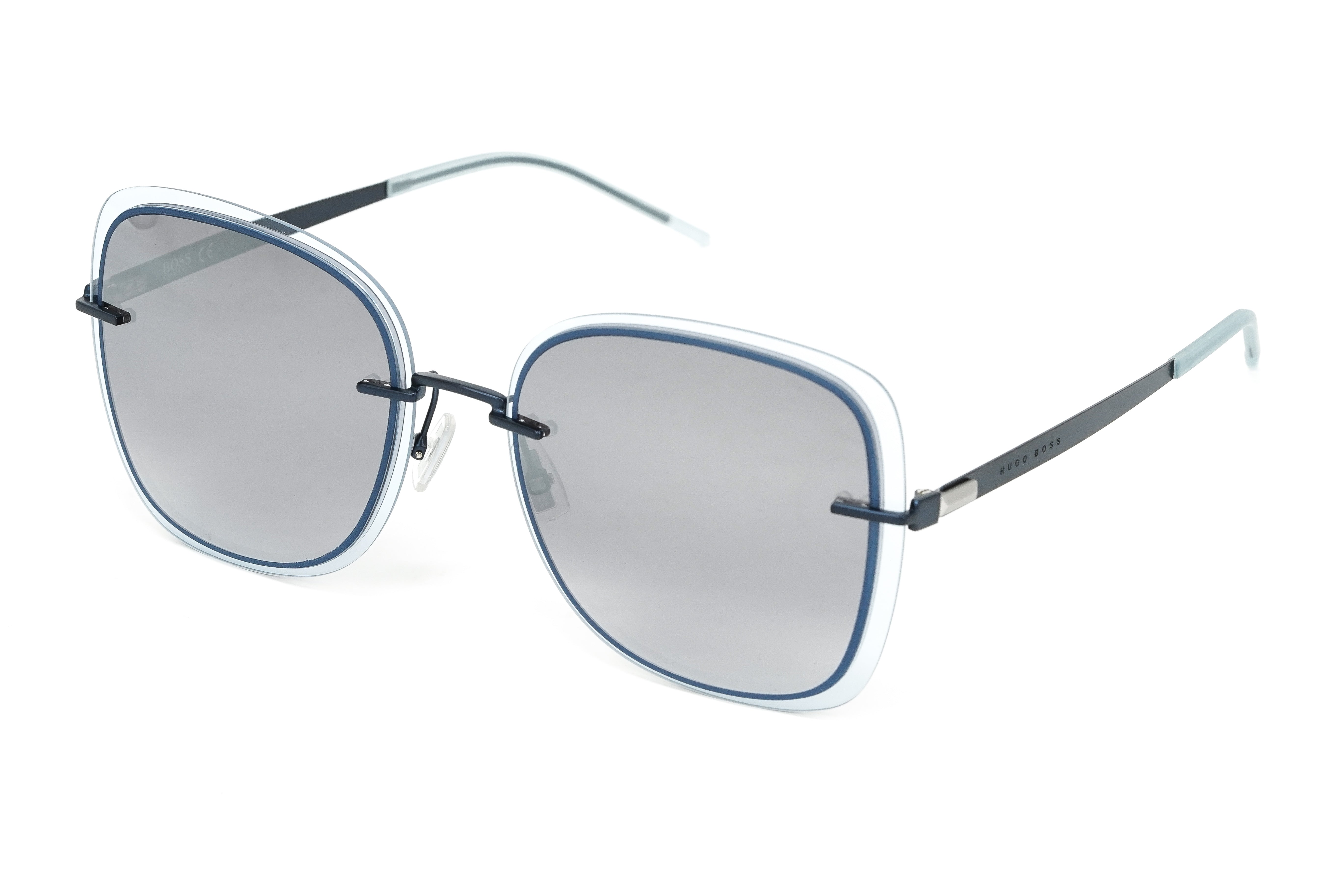 Boss by BOSS Women's Sunglasses Square Rimless Blue/Grey 1167/S PJP/GO-GR8 Sunglasses