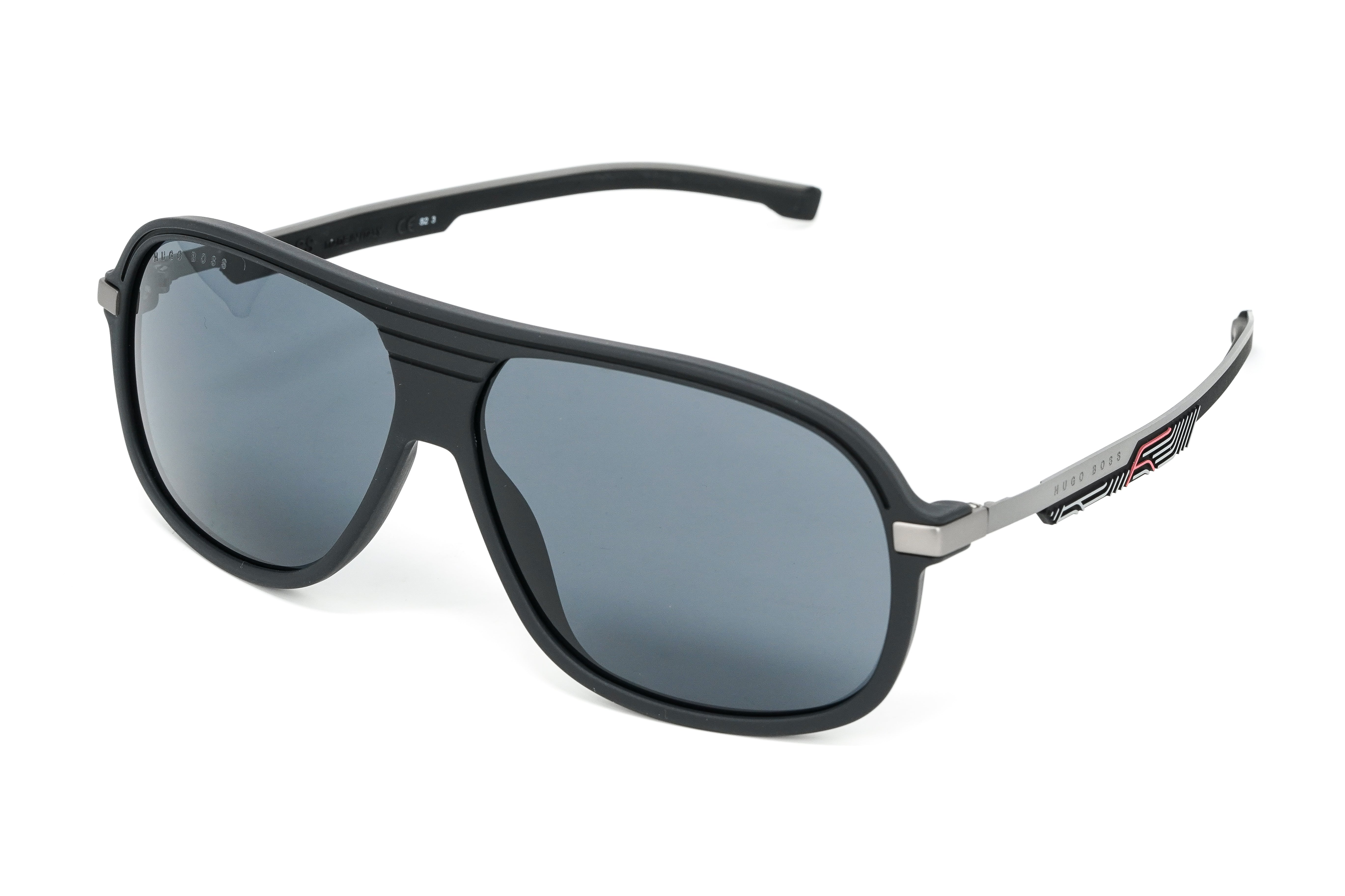 Boss by BOSS Men's Sunglasses Pilot Black/Grey 1200/N/S TI7 63-GR8 Sunglasses