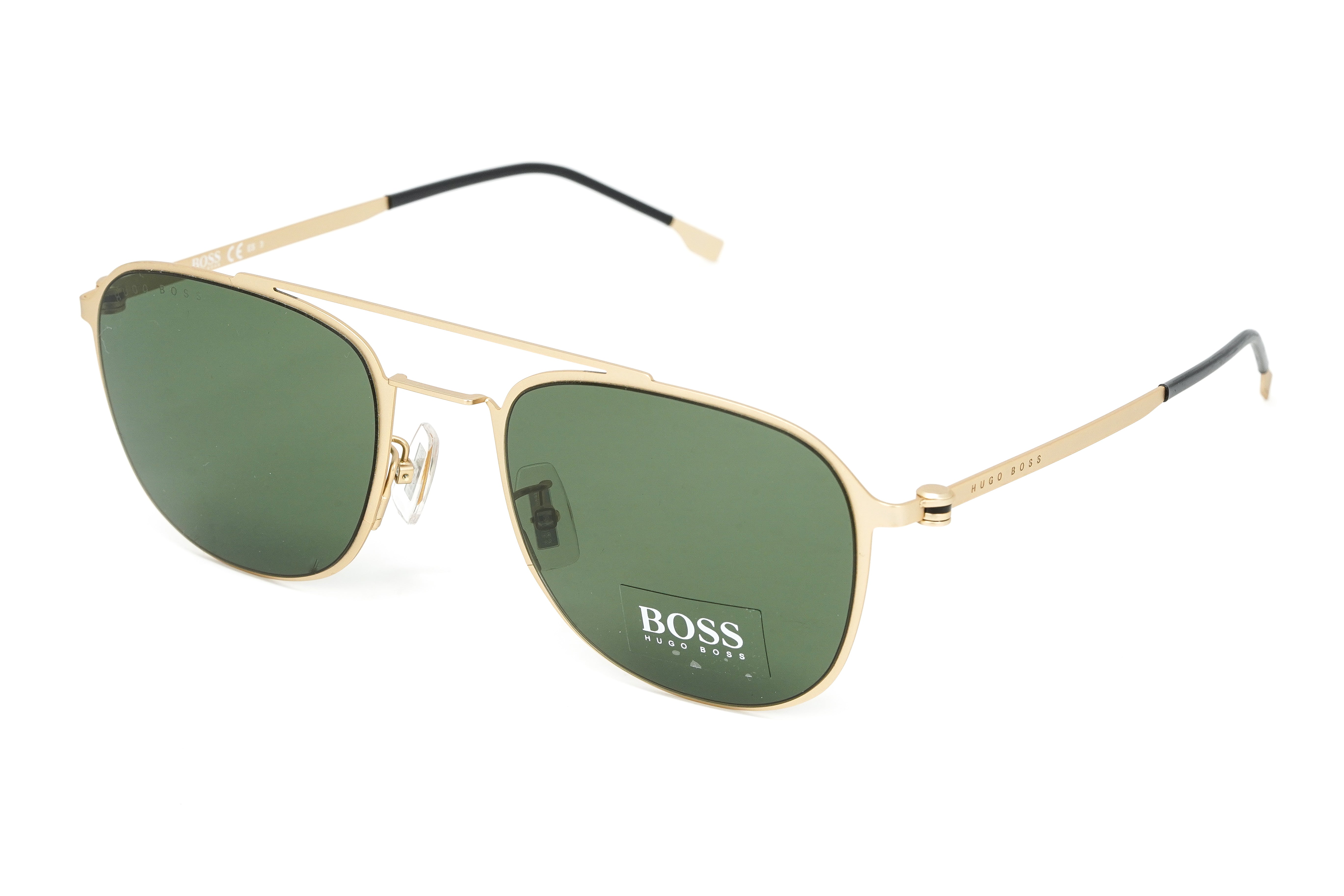 Boss by BOSS Men's Sunglasses Square Browline Gold/Green 1349/F/S AOZ QT-GR8 Sunglasses