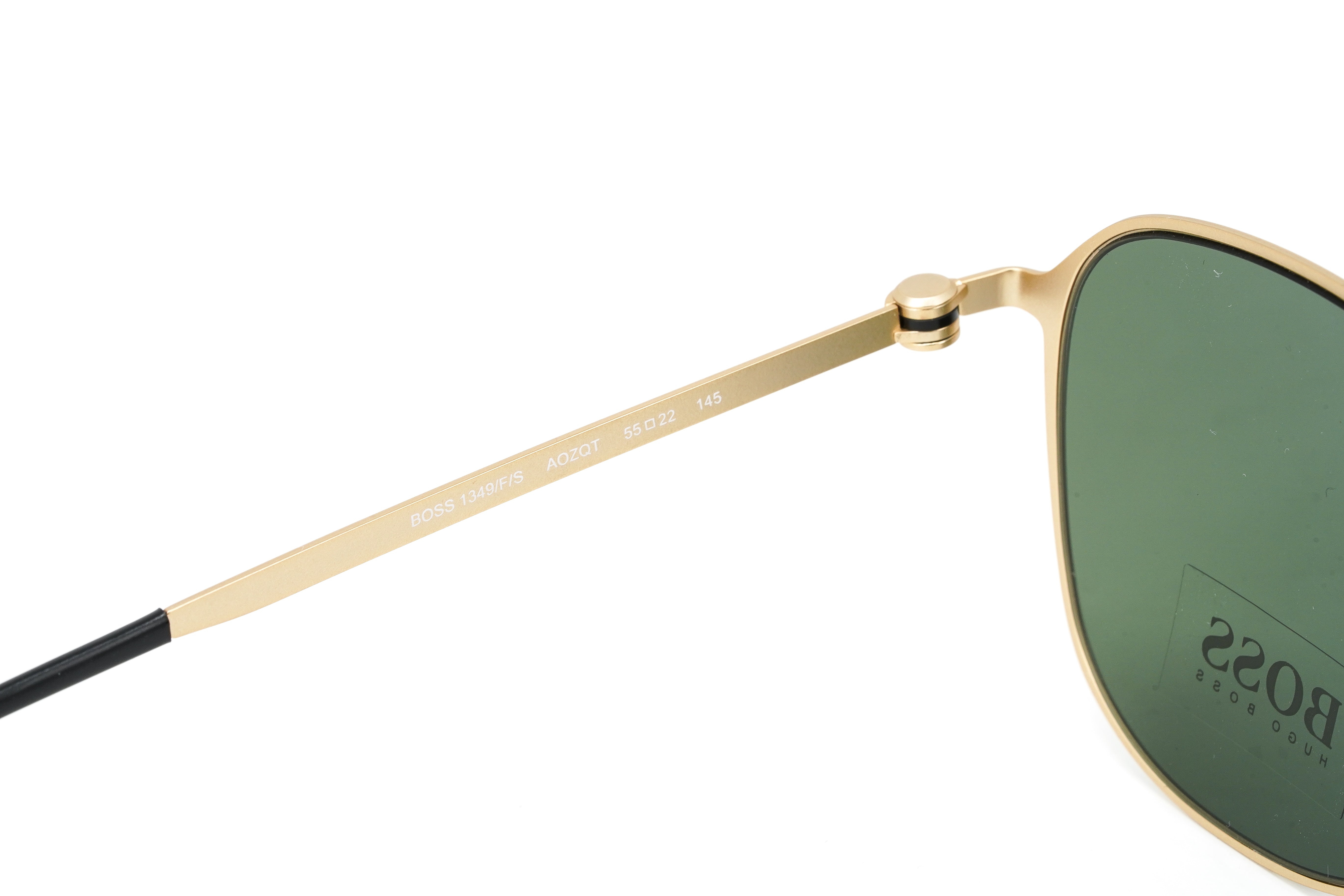 Boss by BOSS Men's Sunglasses Square Browline Gold/Green 1349/F/S AOZ QT-GR8 Sunglasses