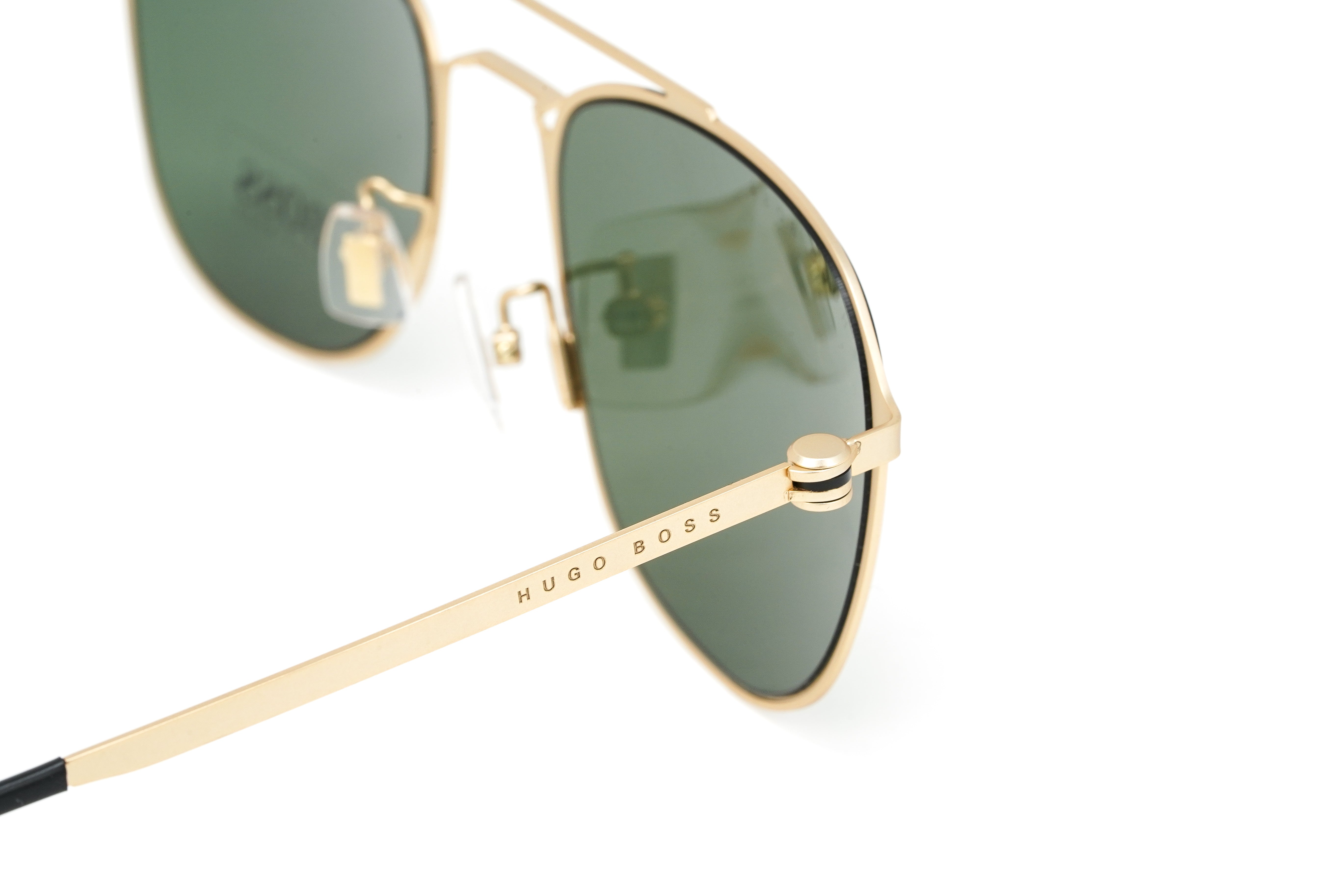 Boss by BOSS Men's Sunglasses Square Browline Gold/Green 1349/F/S AOZ QT-GR8 Sunglasses