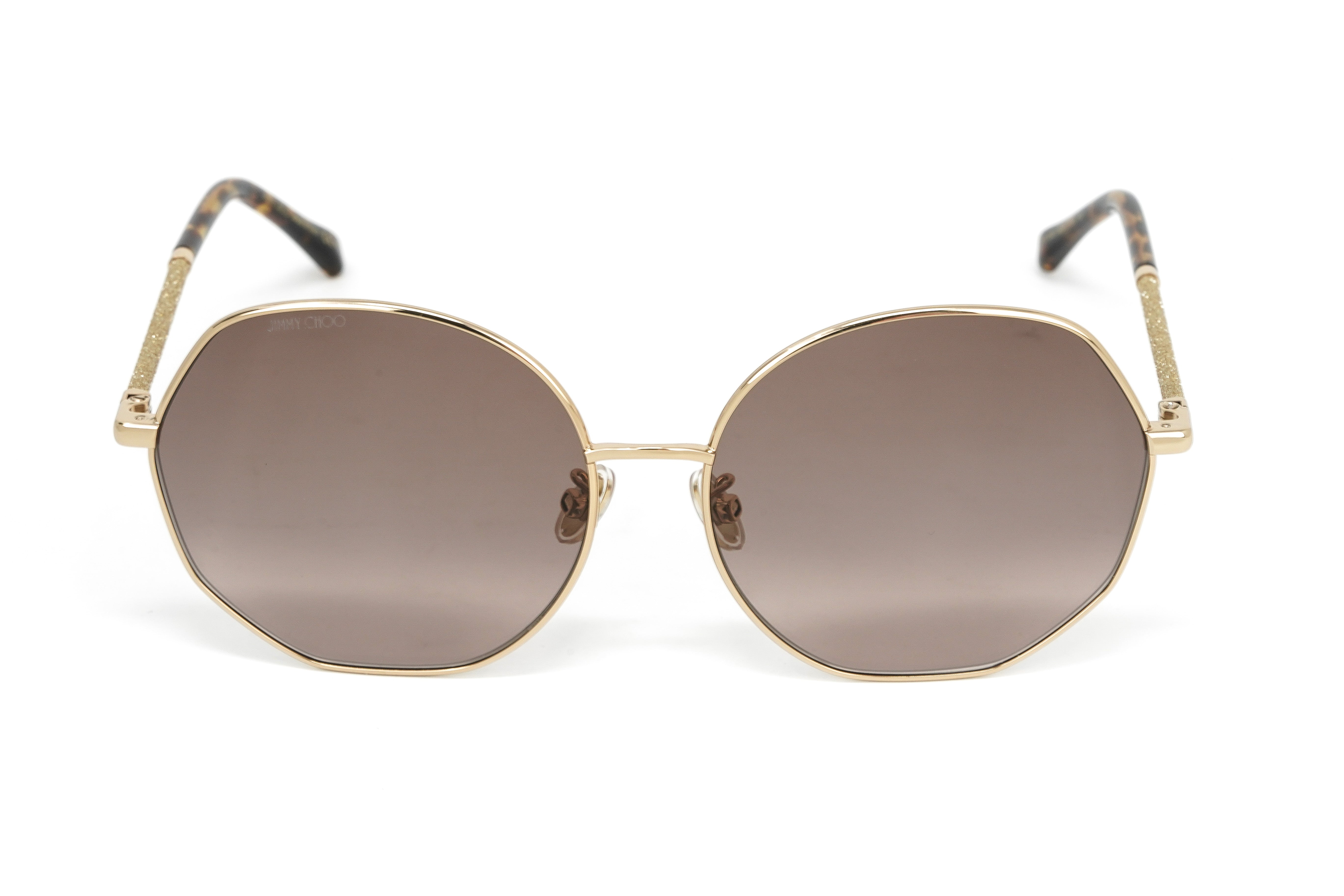 Jimmy Choo Women's Sunglasses Oversized Round Gold/Brown CORAL/G/SK 06J-GR8 Sunglasses