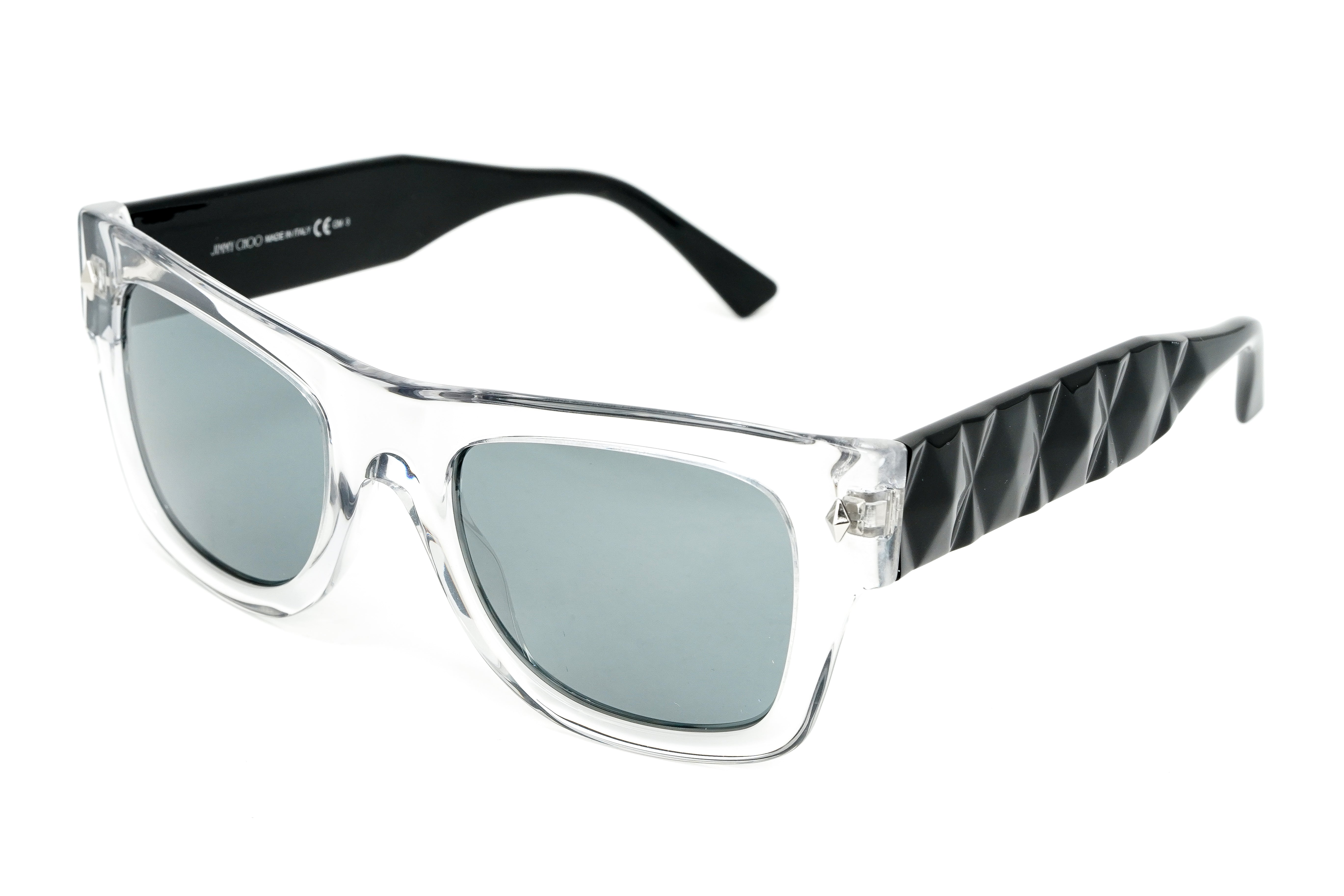 Jimmy Choo Men's Sunglasses Classic Rectangle Grey/Clear DUDE/S KB7-GR8 Sunglasses