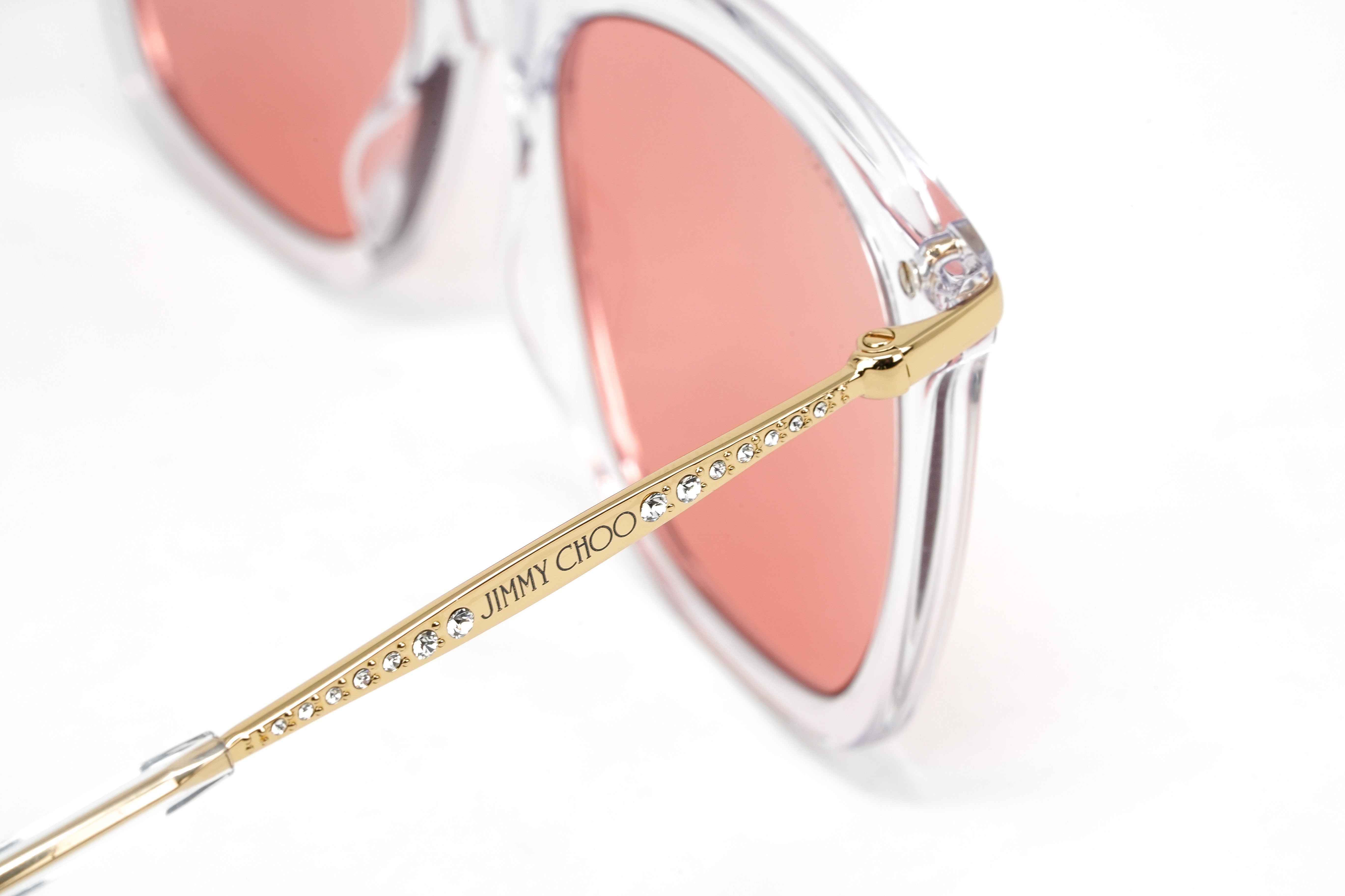 Jimmy Choo Women's Sunglasses Oversized Square Clear/Pink ELIA/S 900-GR8 Sunglasses