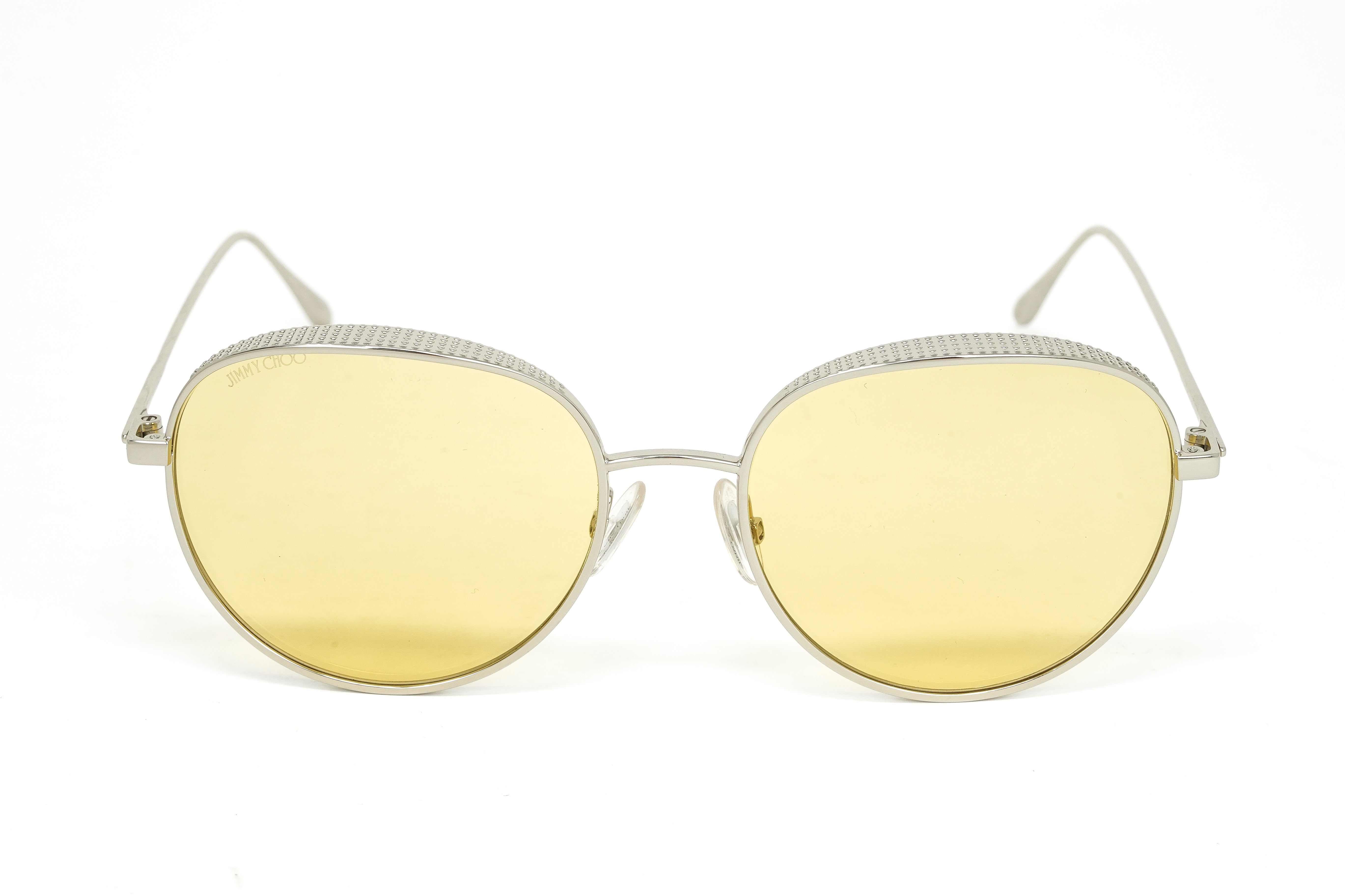Jimmy Choo Women's Sunglasses Round Silver/Yellow ELLO/S DYG-GR8 Sunglasses