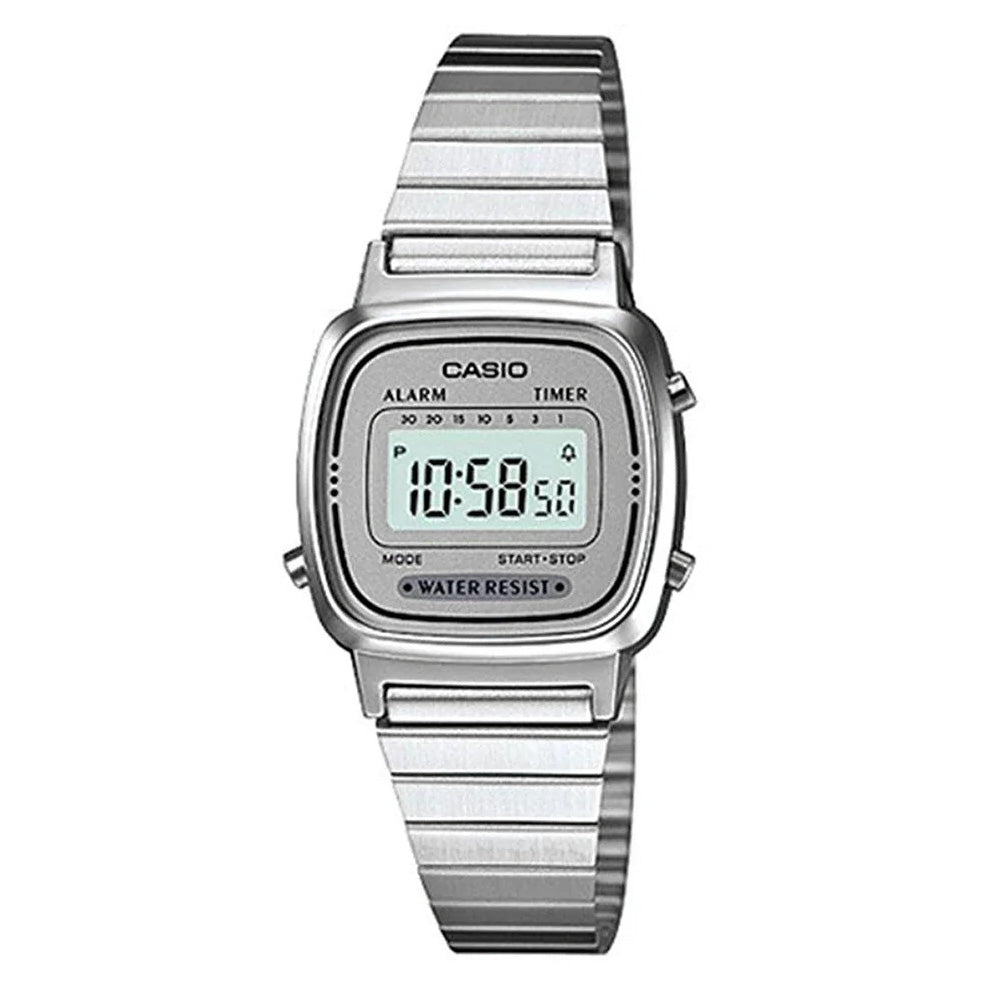 Casio Ladies Watch Digital Vintage Classic Flat Link Silver LA670WA-7DF-GR8 Sunglasses