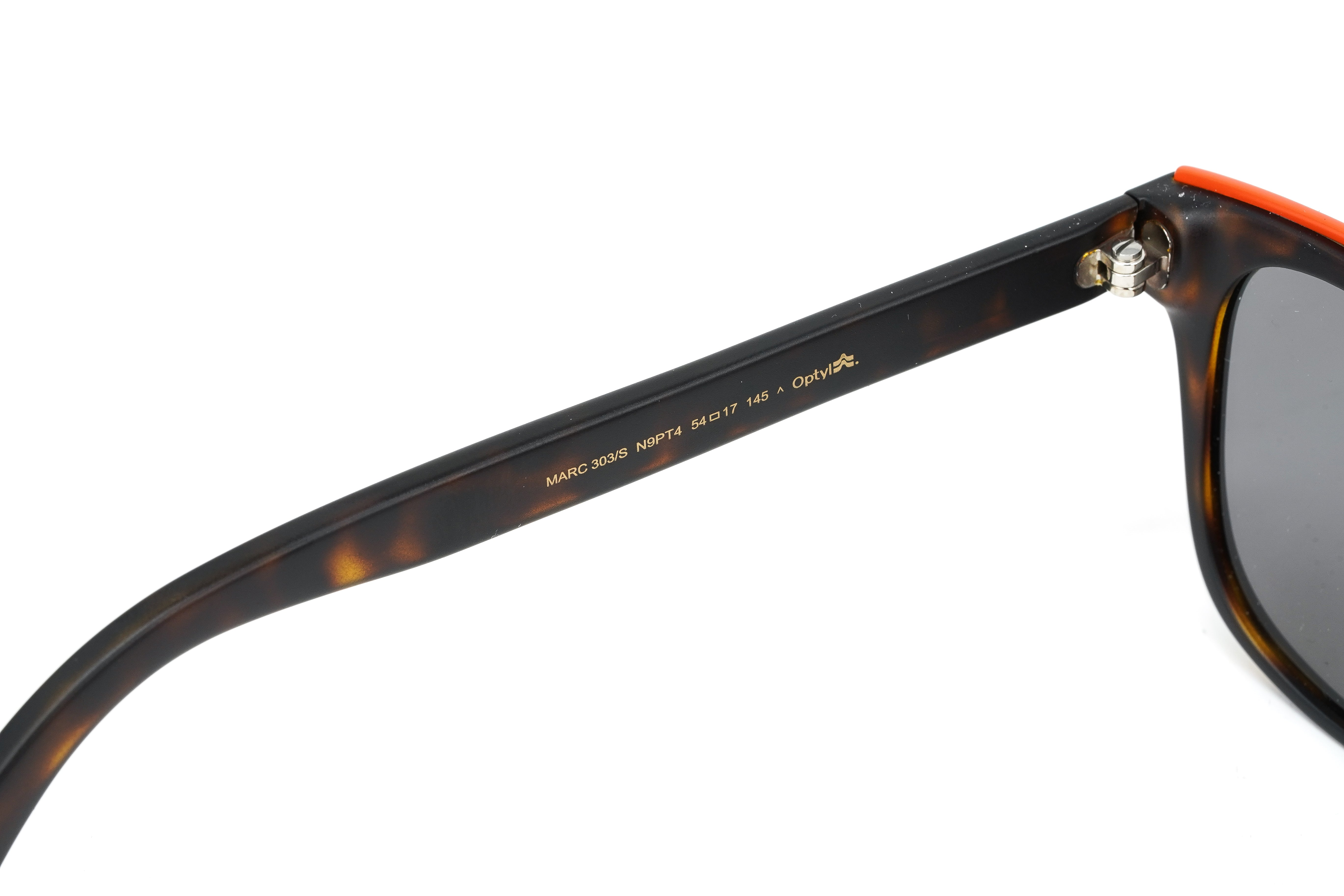 Marc Jacobs Unisex Rectangular Sunglasses Tortoise Top Flat Silver MARC 303/S N9P-GR8 Sunglasses