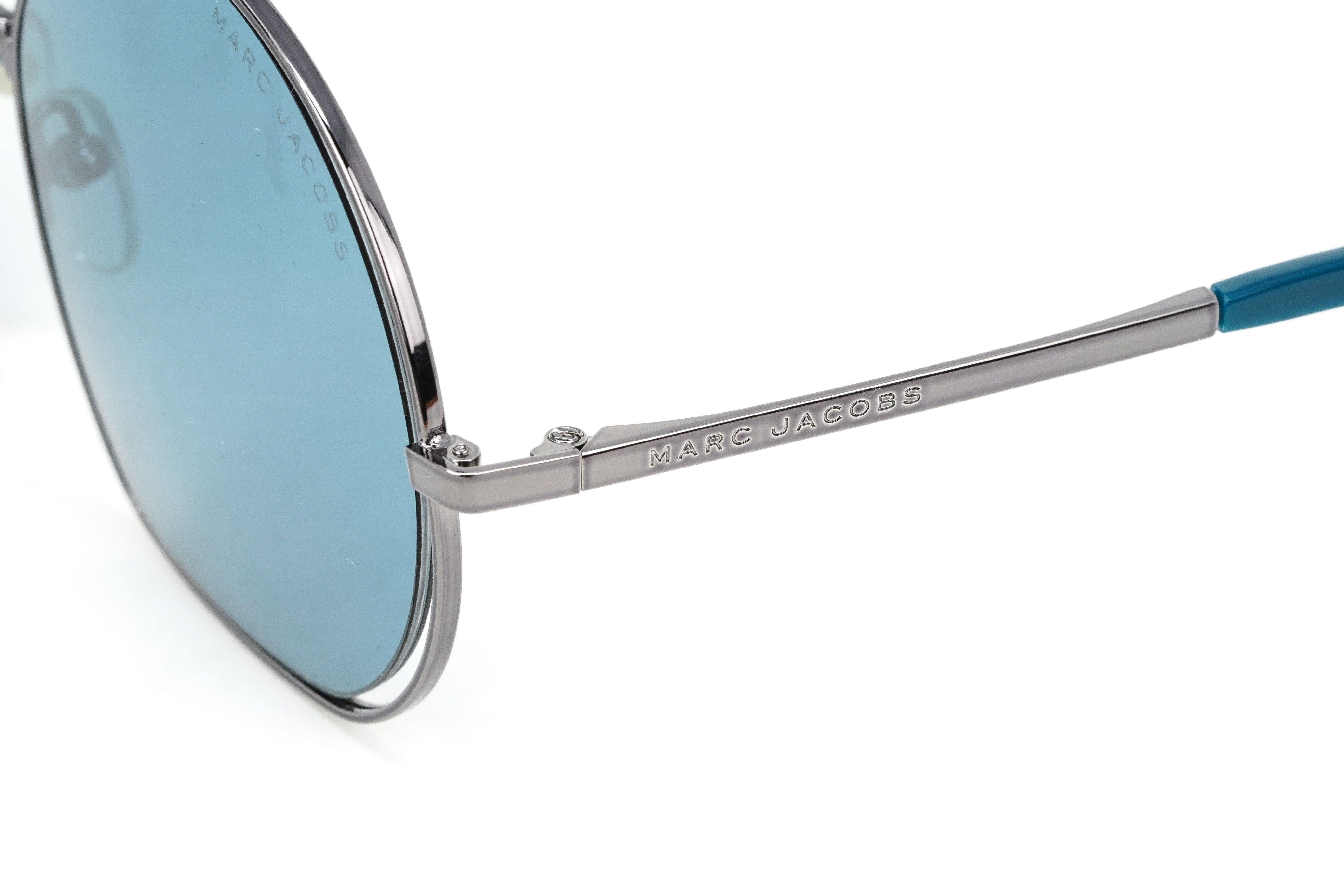 Marc Jacobs Unisex Oversized Pilot Sunglasses Silver Blue MARC 325/S Y6I-GR8 Sunglasses