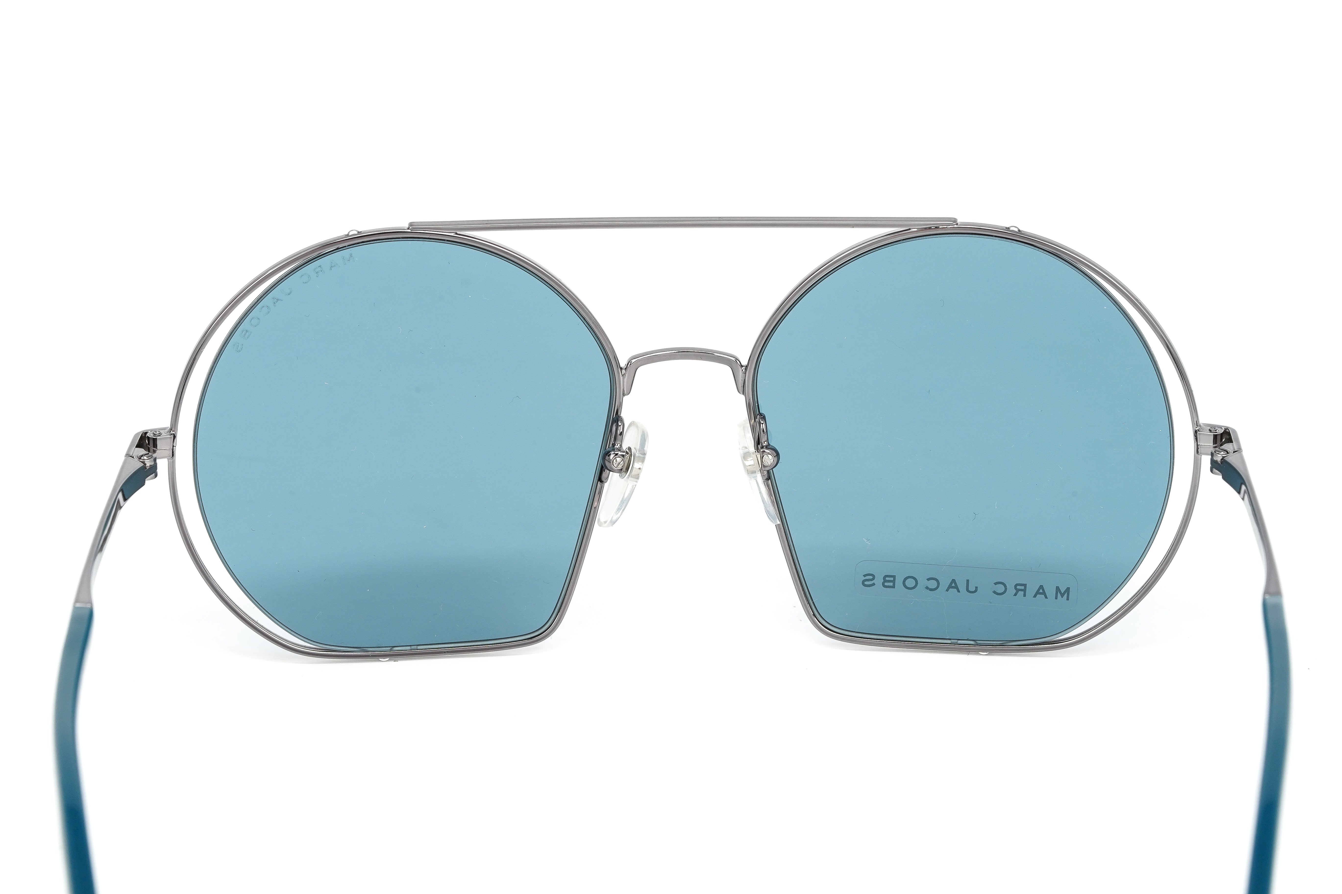 Marc Jacobs Unisex Oversized Pilot Sunglasses Silver Blue MARC 325/S Y6I-GR8 Sunglasses