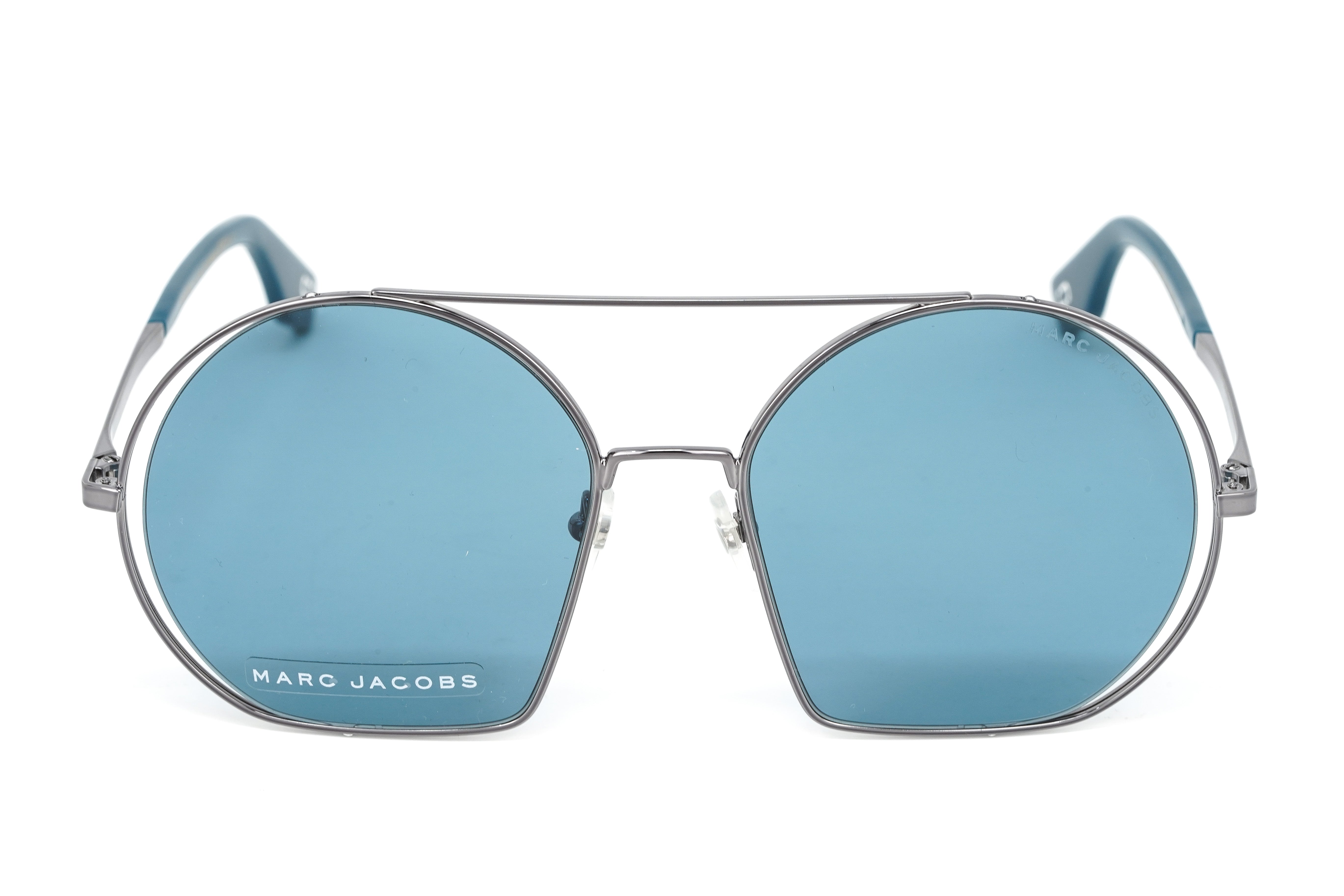 Marc Jacobs Unisex Oversized Pilot Sunglasses Silver Blue MARC 325/S Y6I-GR8 Sunglasses