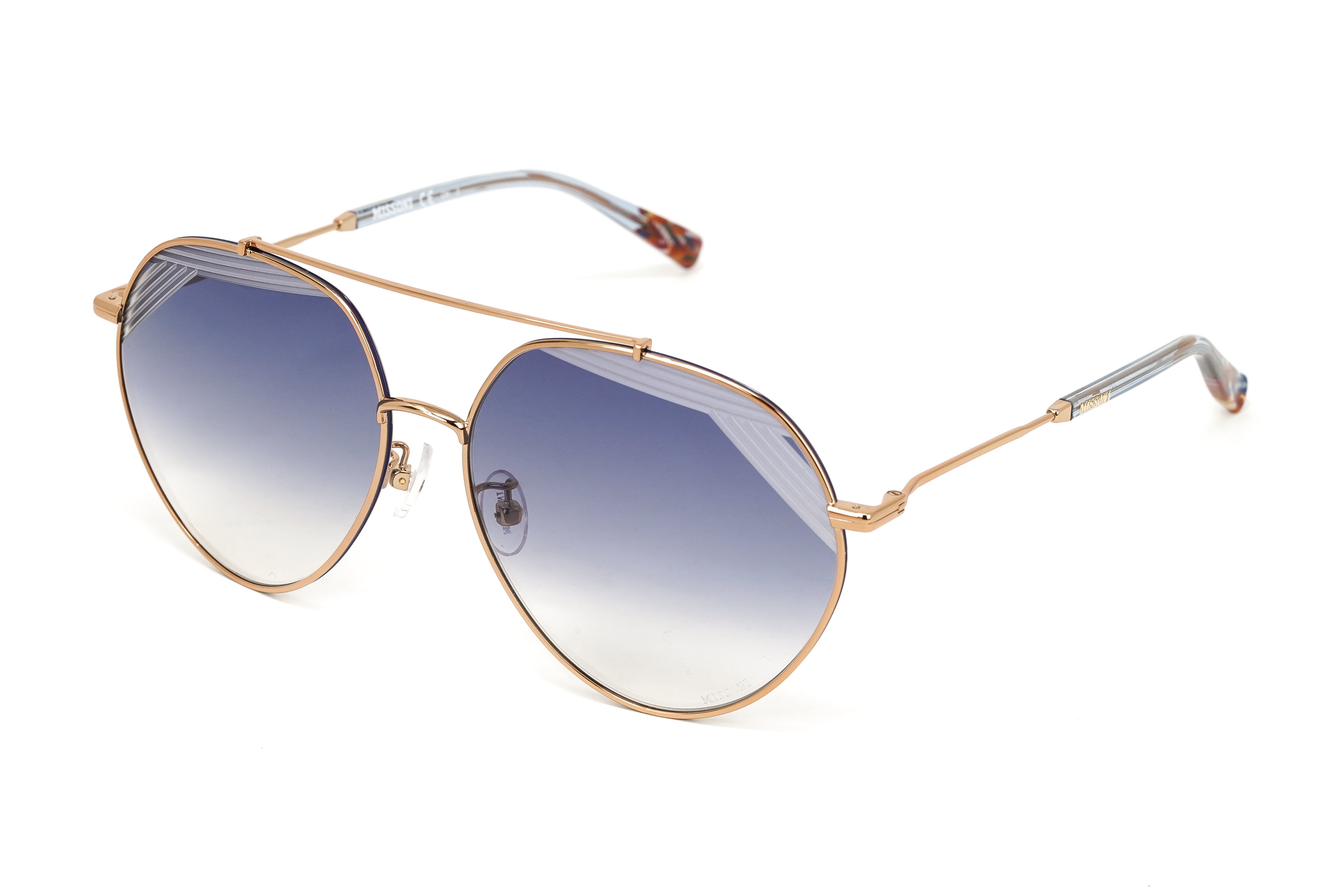 Missoni Women's Sunglasses Round Pilot Gold/Blue MIS 0015/S LKS-GR8 Sunglasses