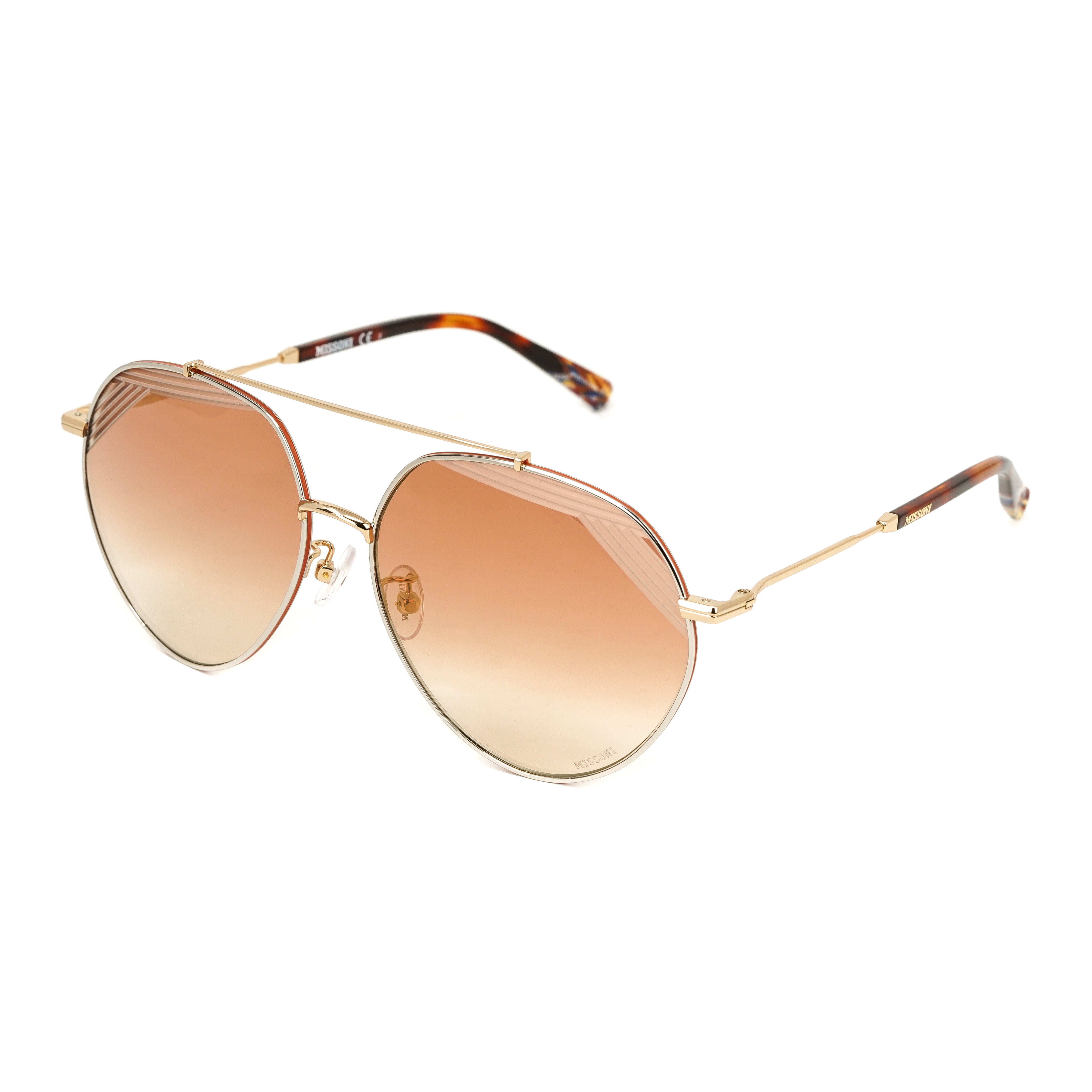 Missoni Women's Sunglasses Round Pilot Palladium Gold MIS 0015/S TNG-GR8 Sunglasses