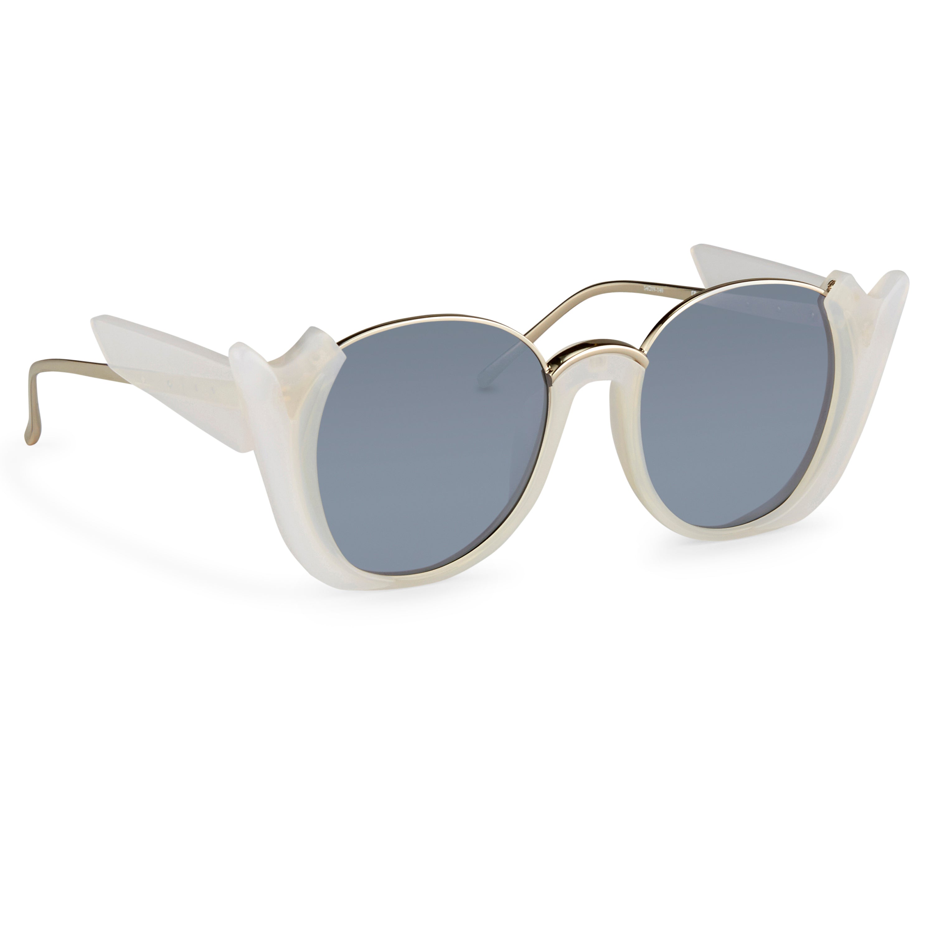 Prabal Gurung Sunglasses Round White Silver and Grey-GR8 Sunglasses