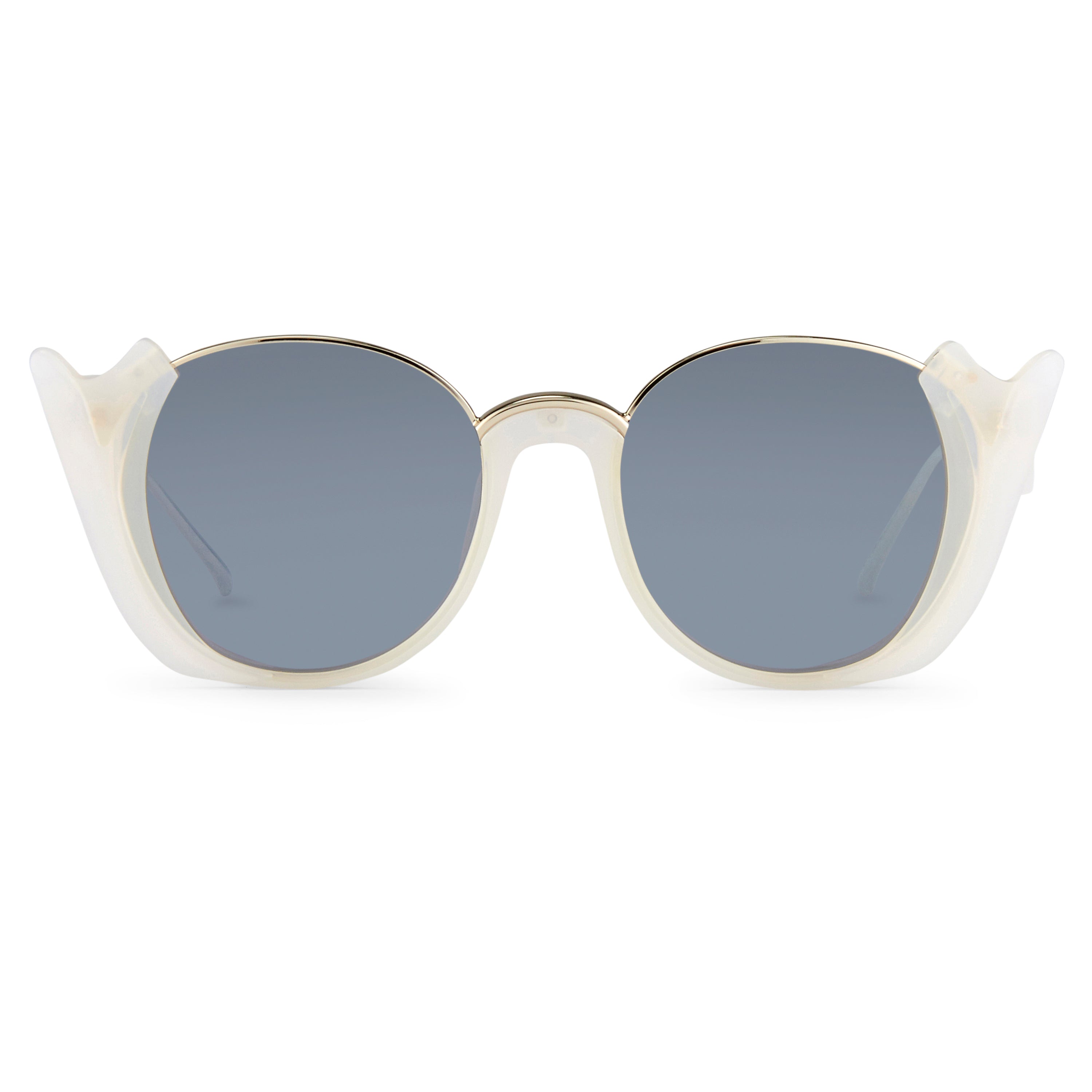 Prabal Gurung Sunglasses Round White Silver and Grey-GR8 Sunglasses