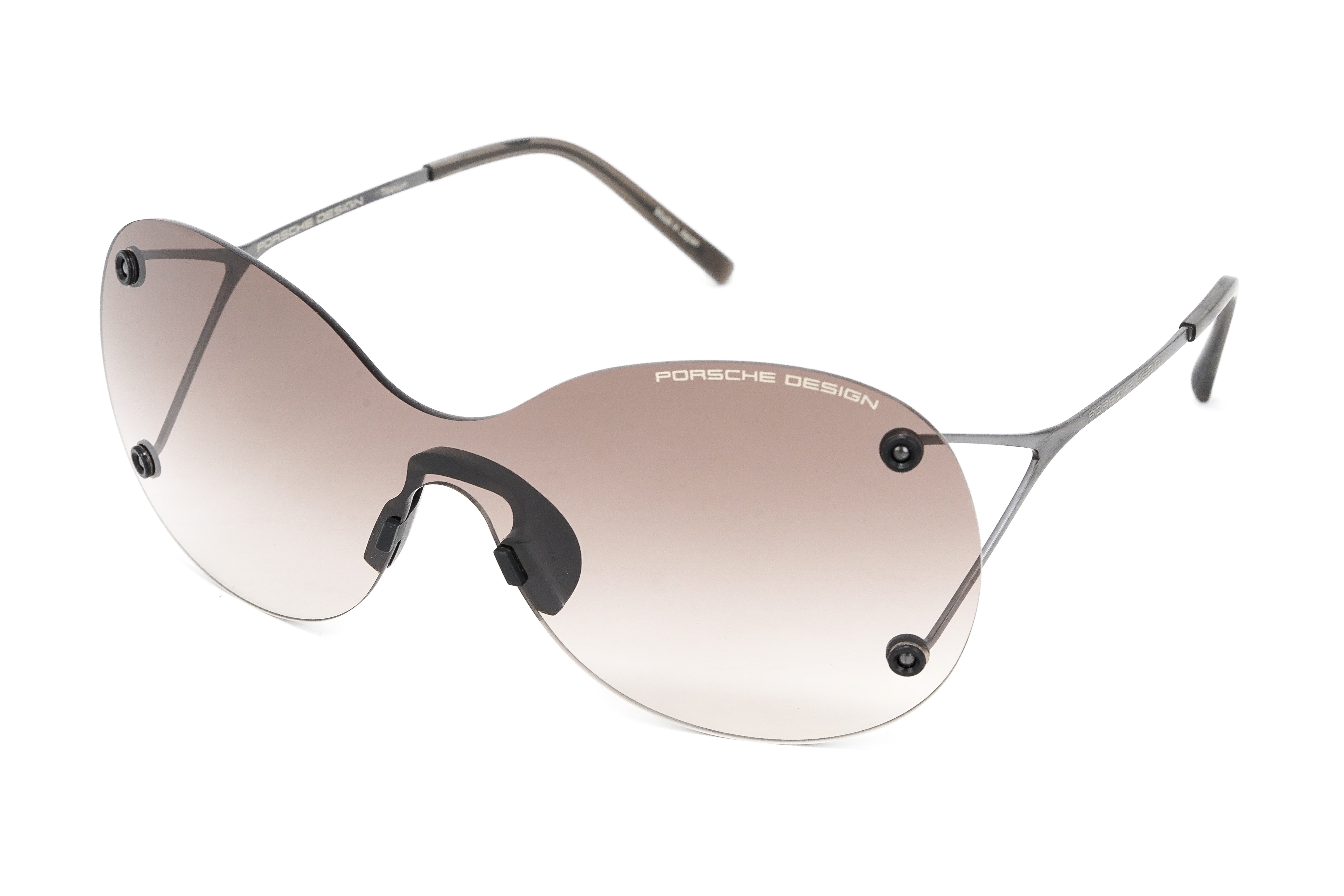 Porsche Design Ladies Butterfly Rimless Gradient Grey Titanium P8621-A-0139-145-V879-E89-GR8 Sunglasses