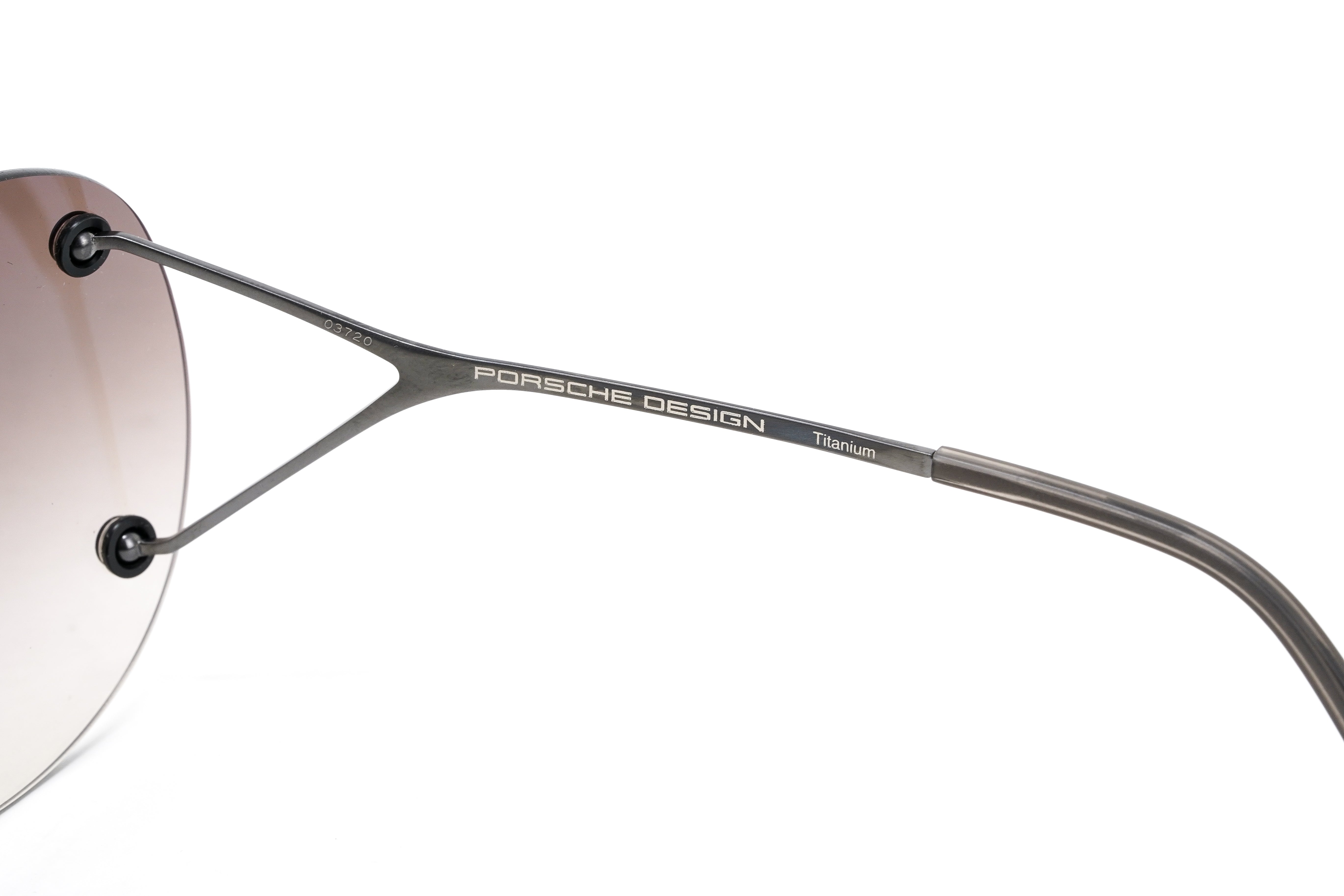 Porsche Design Ladies Butterfly Rimless Gradient Grey Titanium P8621-A-0139-145-V879-E89-GR8 Sunglasses