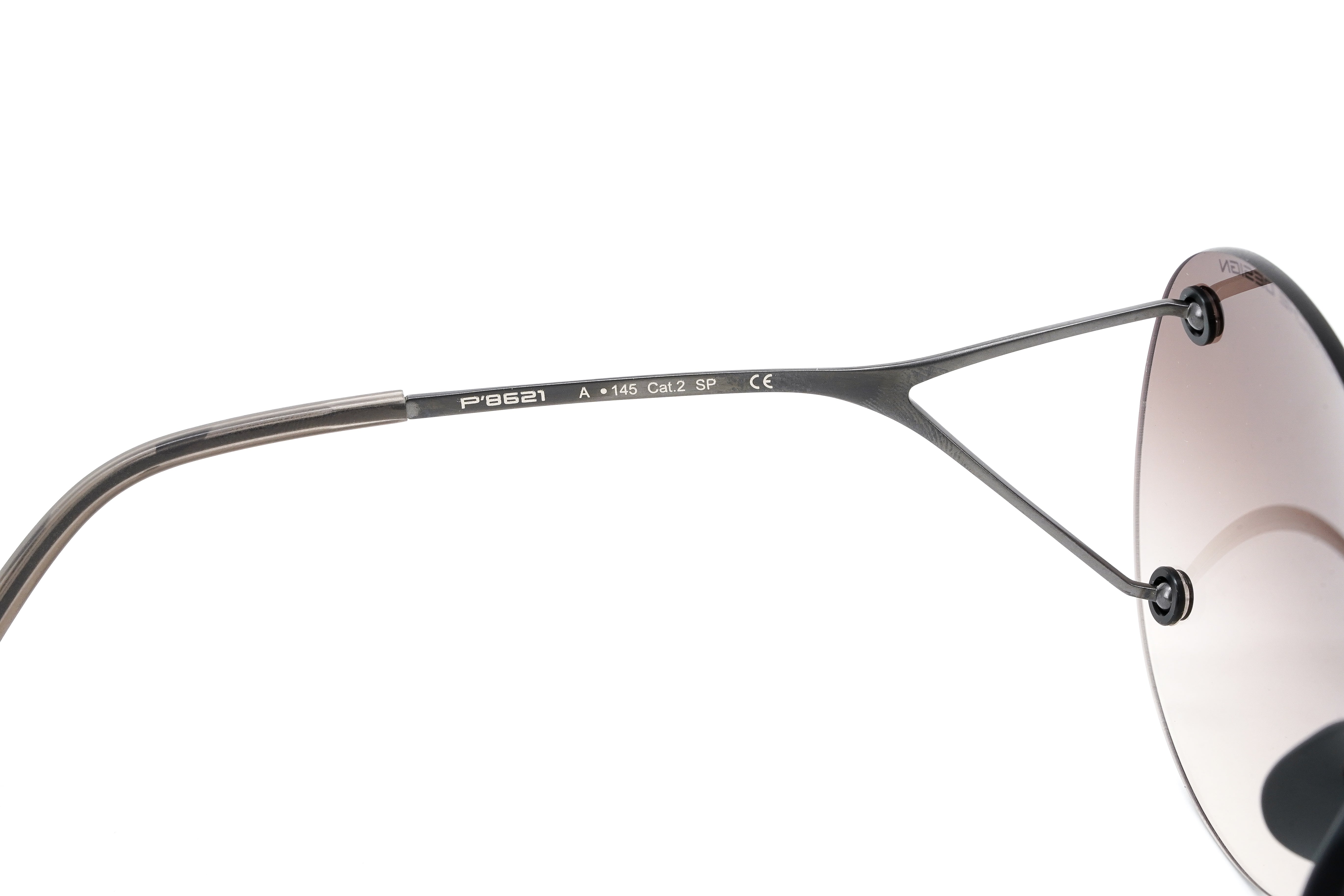 Porsche Design Ladies Butterfly Rimless Gradient Grey Titanium P8621-A-0139-145-V879-E89-GR8 Sunglasses