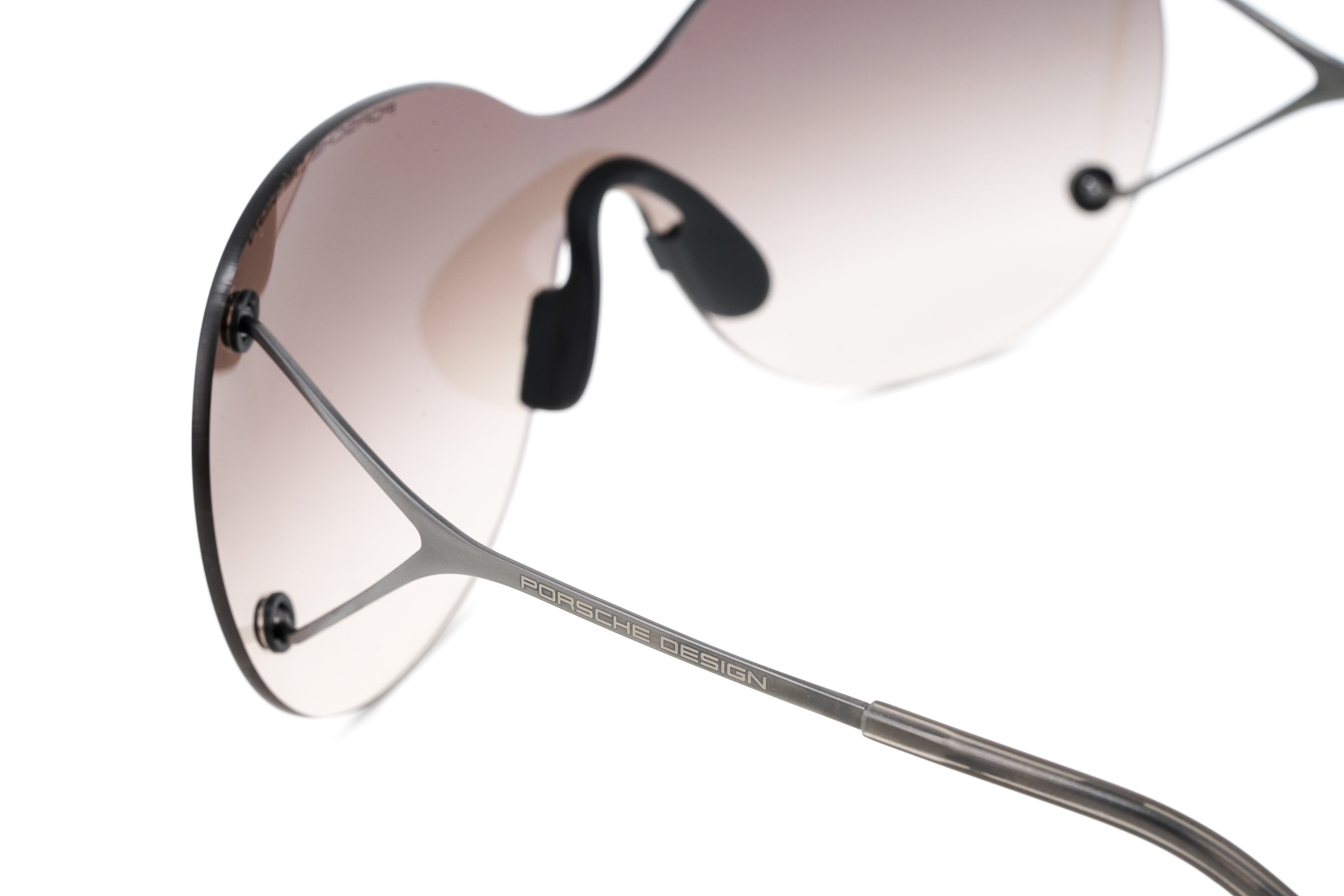 Porsche Design Ladies Butterfly Rimless Gradient Grey Titanium P8621-A-0139-145-V879-E89-GR8 Sunglasses