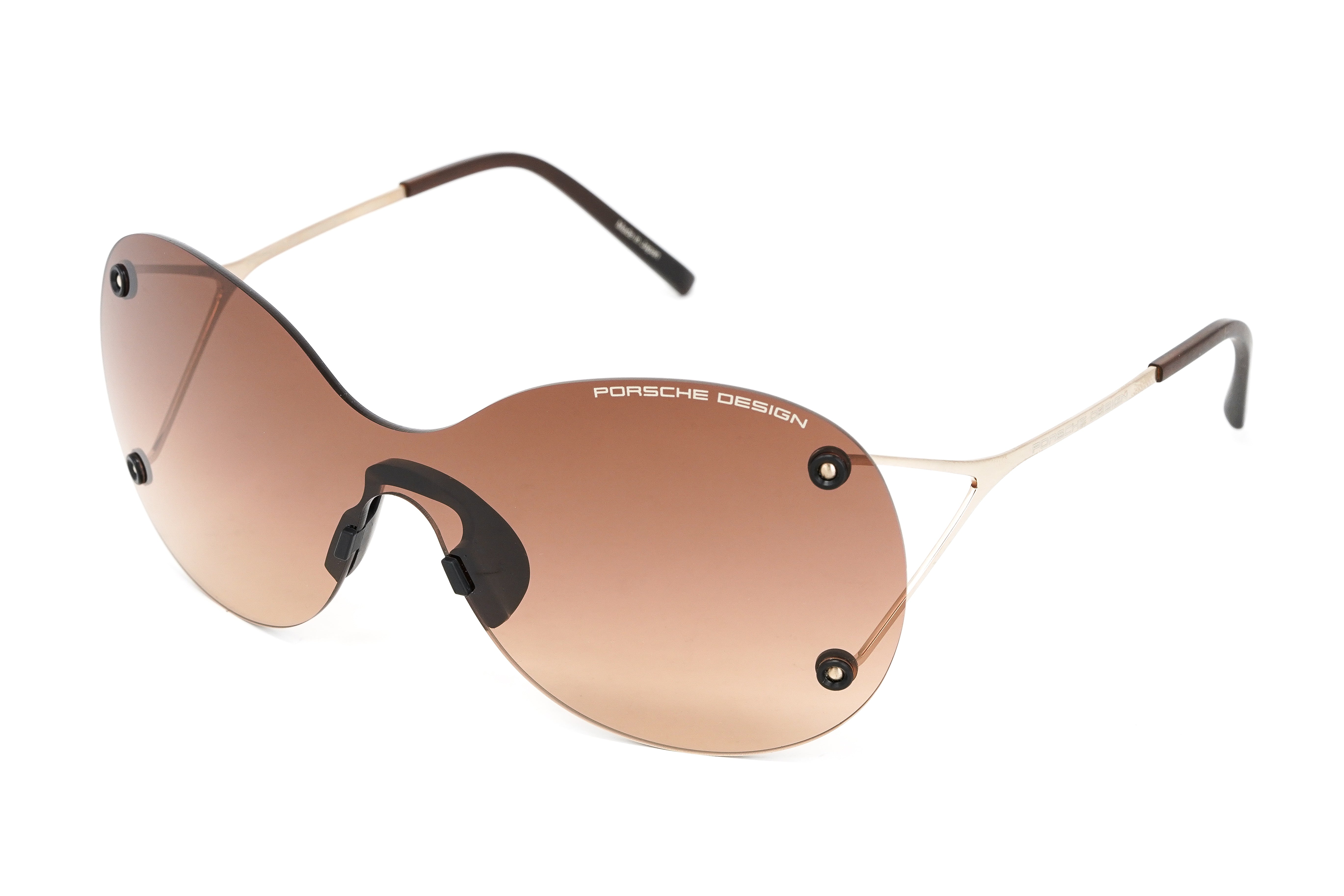 Porsche Design Ladies Butterfly Rimless Gradient Brown Titanium P8621-B-0139-145-V878-E89-GR8 Sunglasses