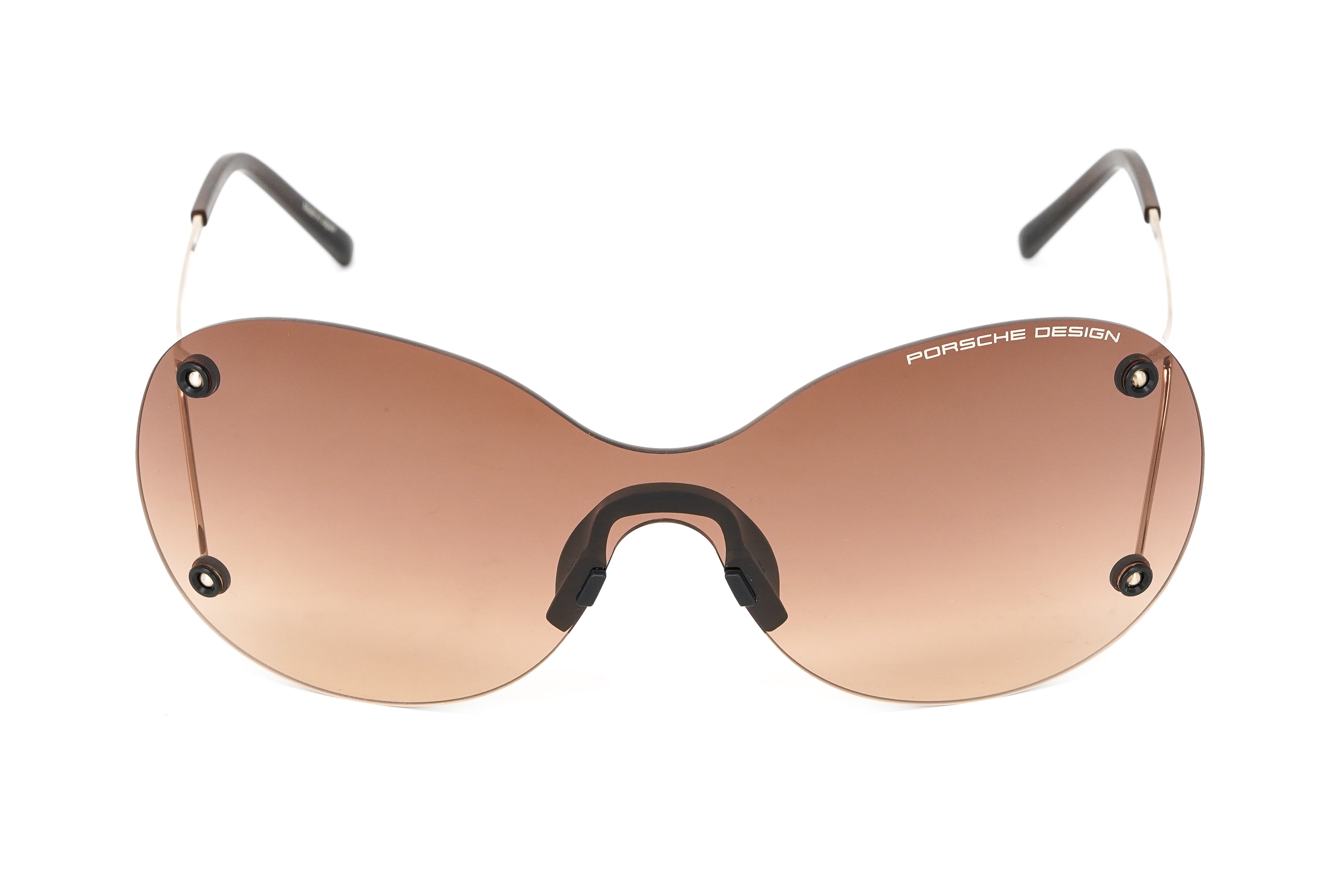 Porsche Design Ladies Butterfly Rimless Gradient Brown Titanium P8621-B-0139-145-V878-E89-GR8 Sunglasses