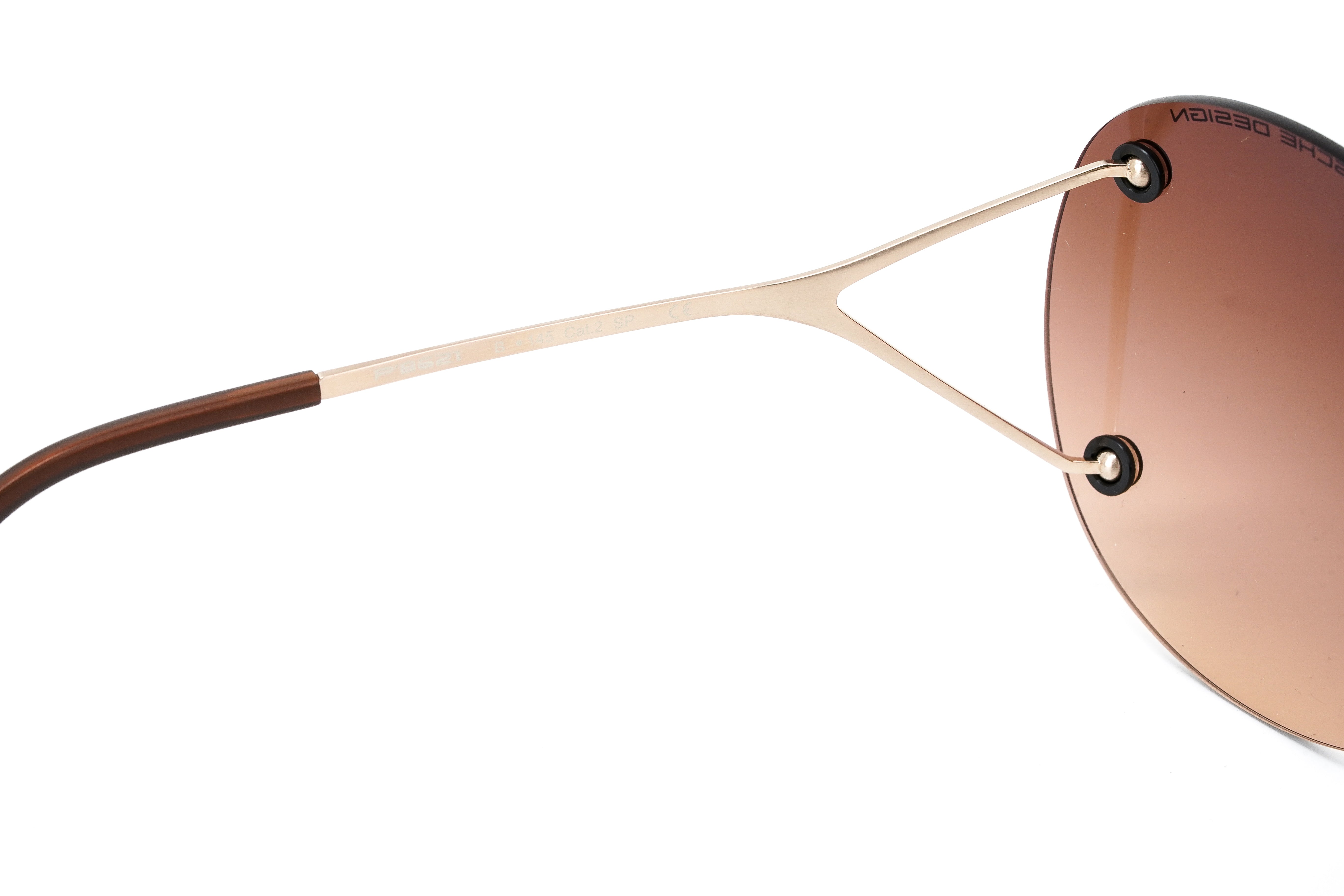 Porsche Design Ladies Butterfly Rimless Gradient Brown Titanium P8621-B-0139-145-V878-E89-GR8 Sunglasses