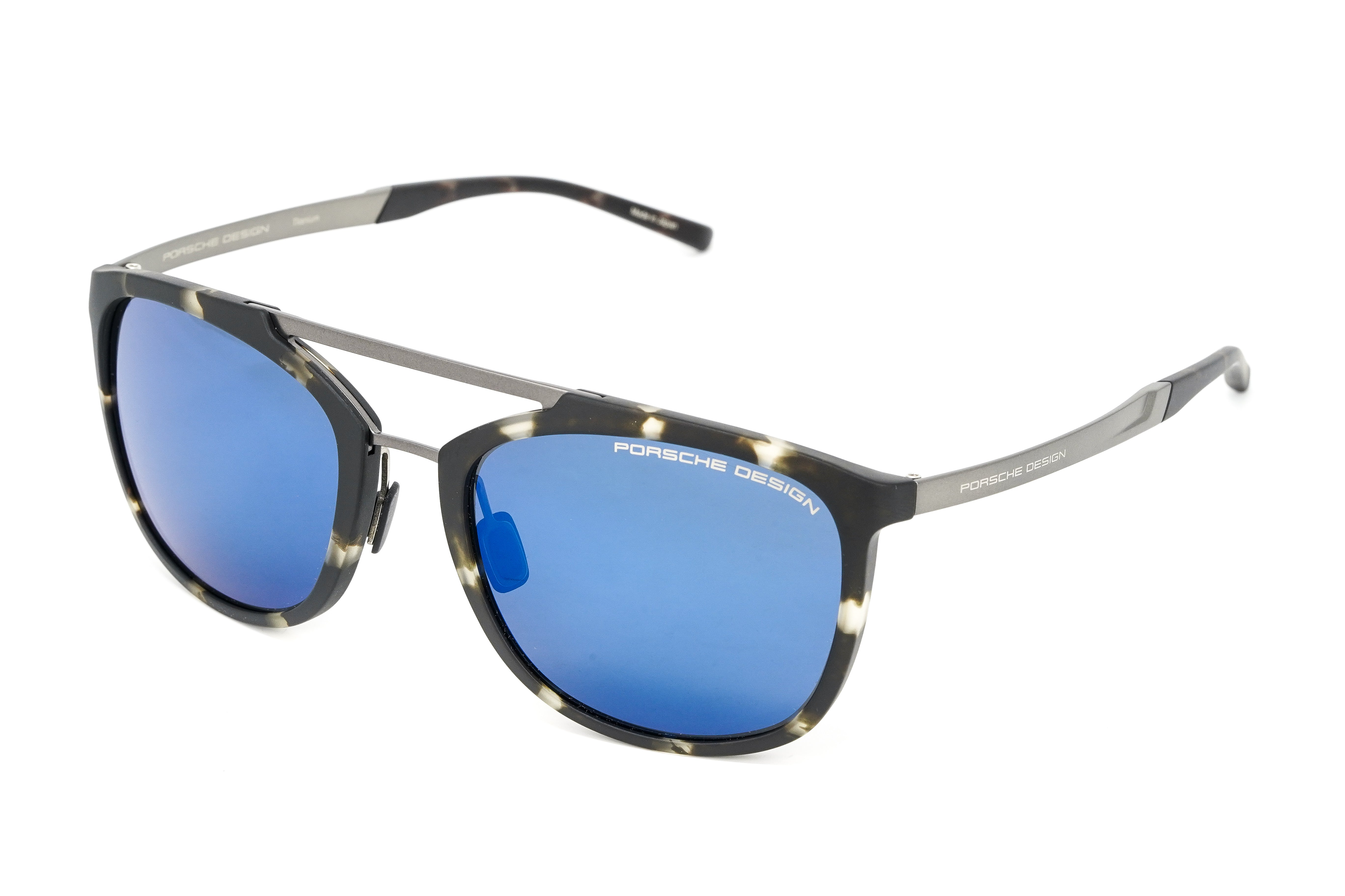 Porsche Design Men Sunglasses Havana Dark Blue Mirrored P8671 B-GR8 Sunglasses