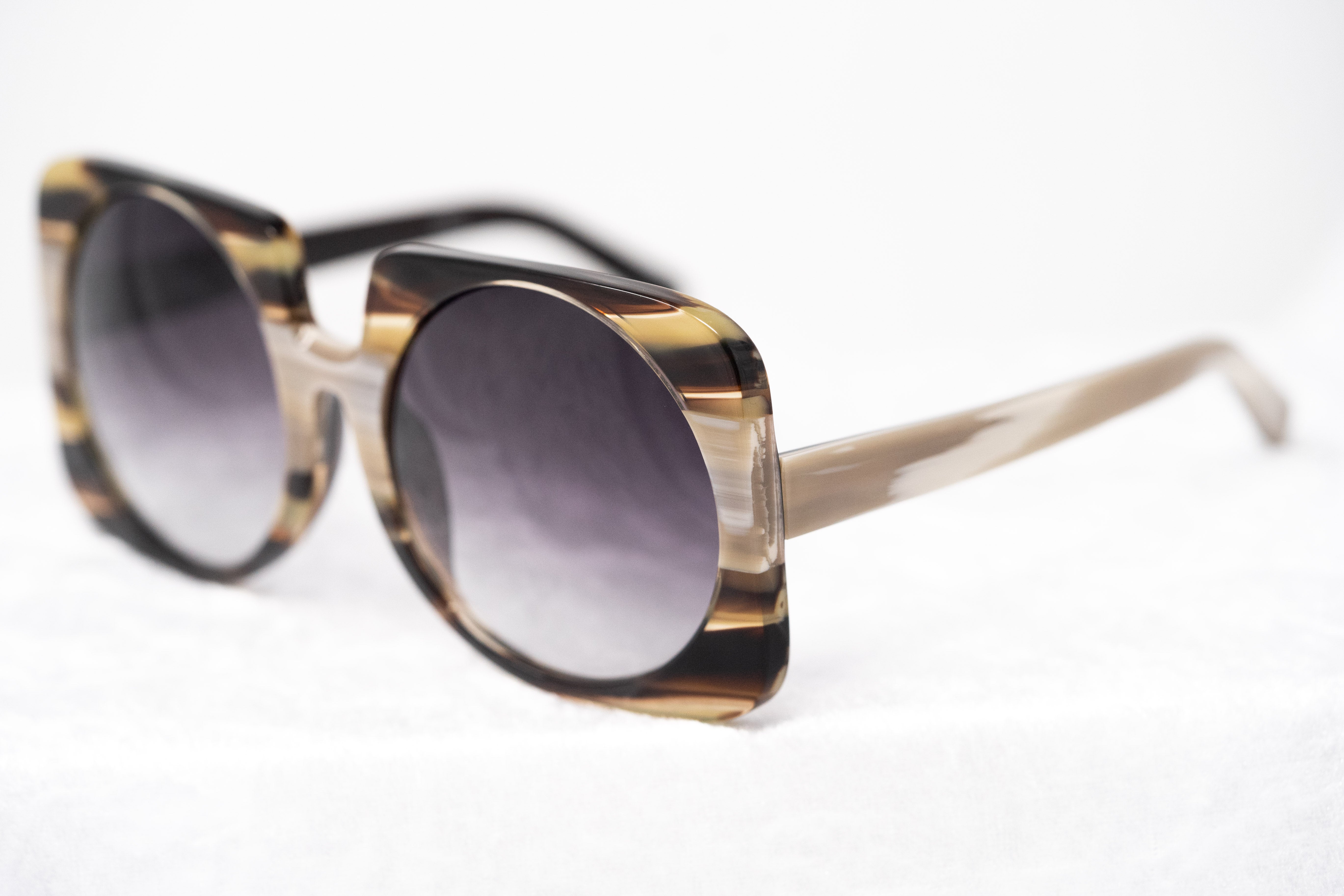 Prabal Gurung Sunglasses Square Dark Horn and Grey-GR8 Sunglasses