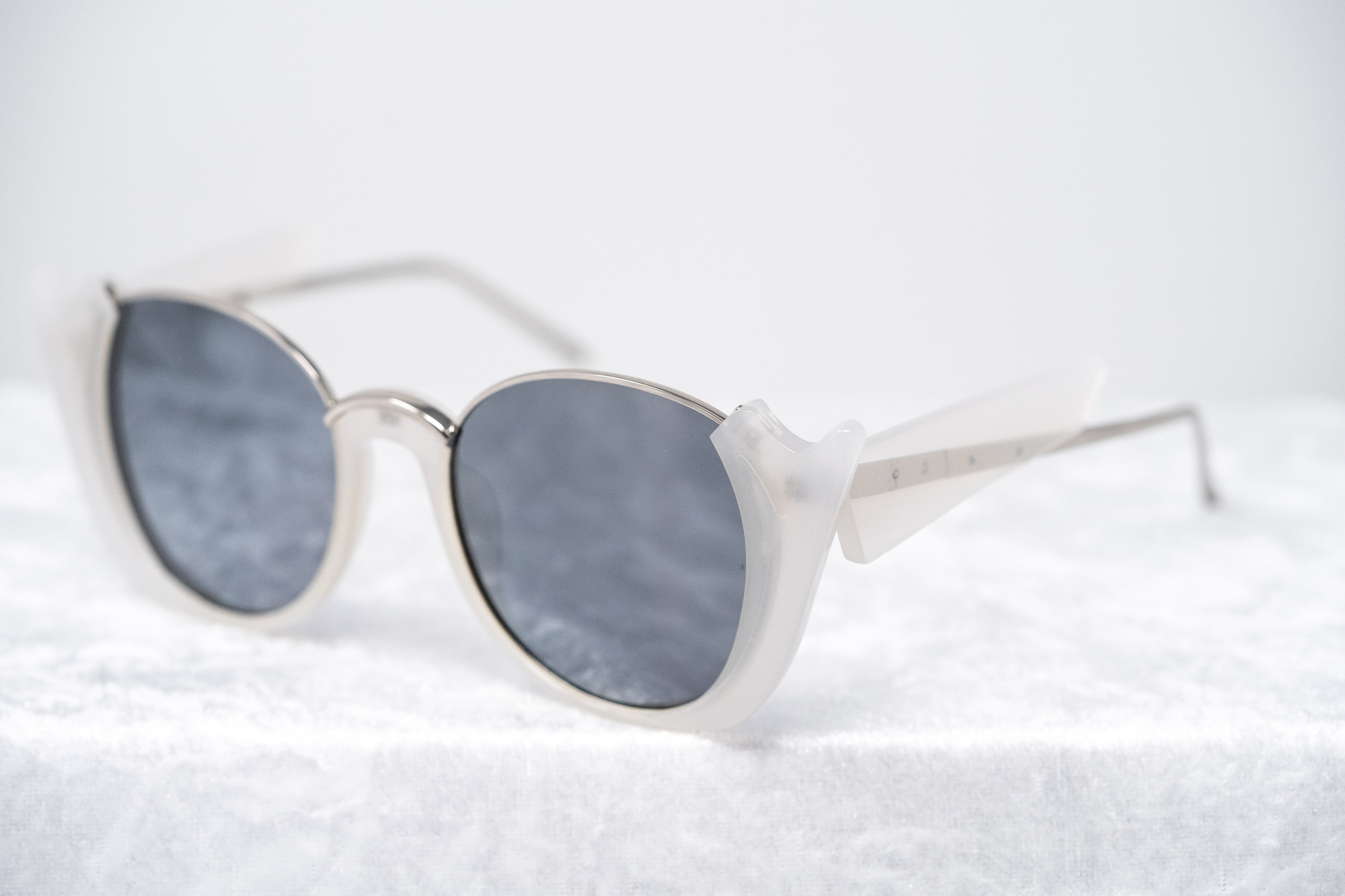 Prabal Gurung Sunglasses Round White Silver and Grey-GR8 Sunglasses