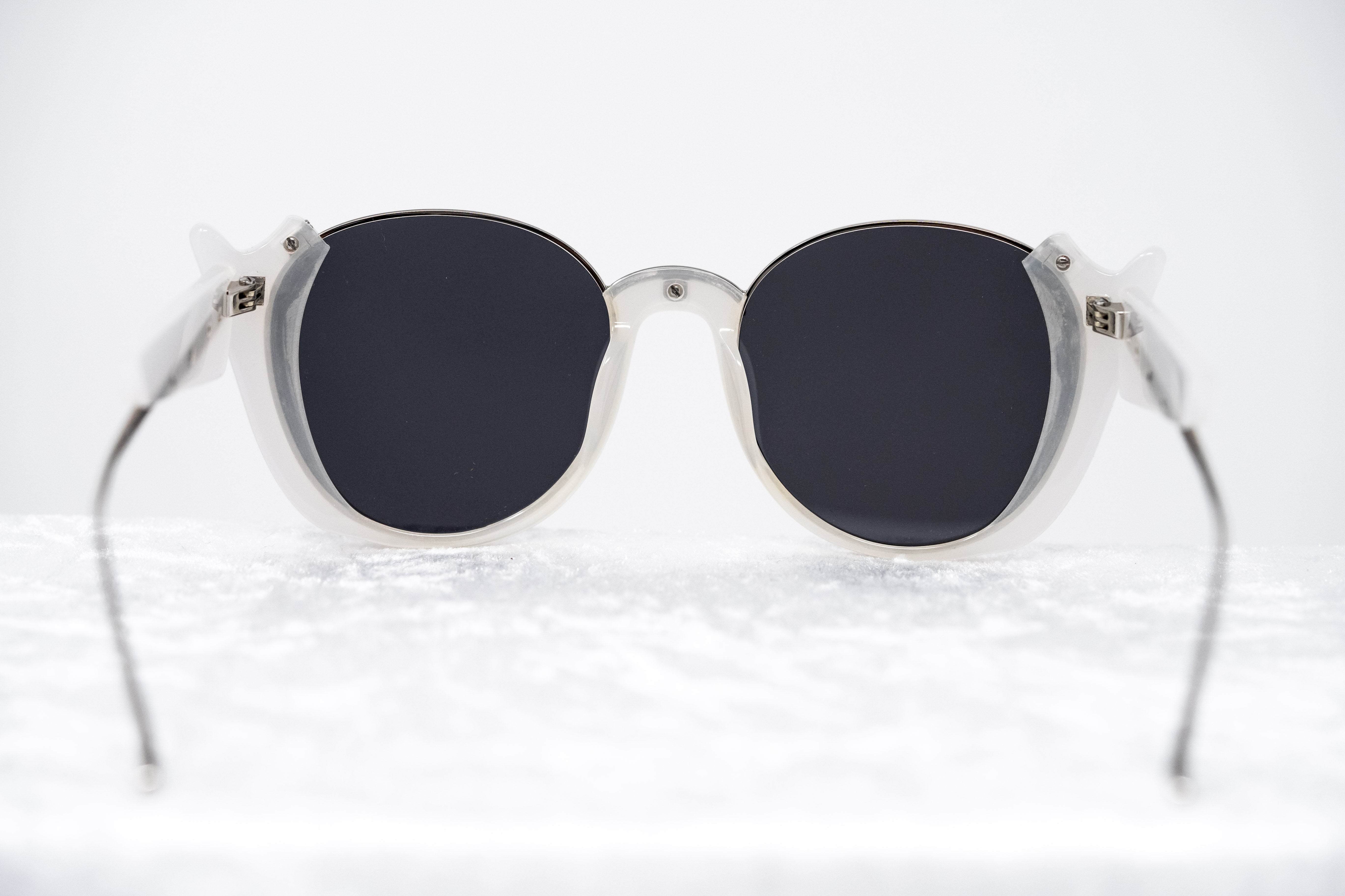 Prabal Gurung Sunglasses Round White Silver and Grey-GR8 Sunglasses