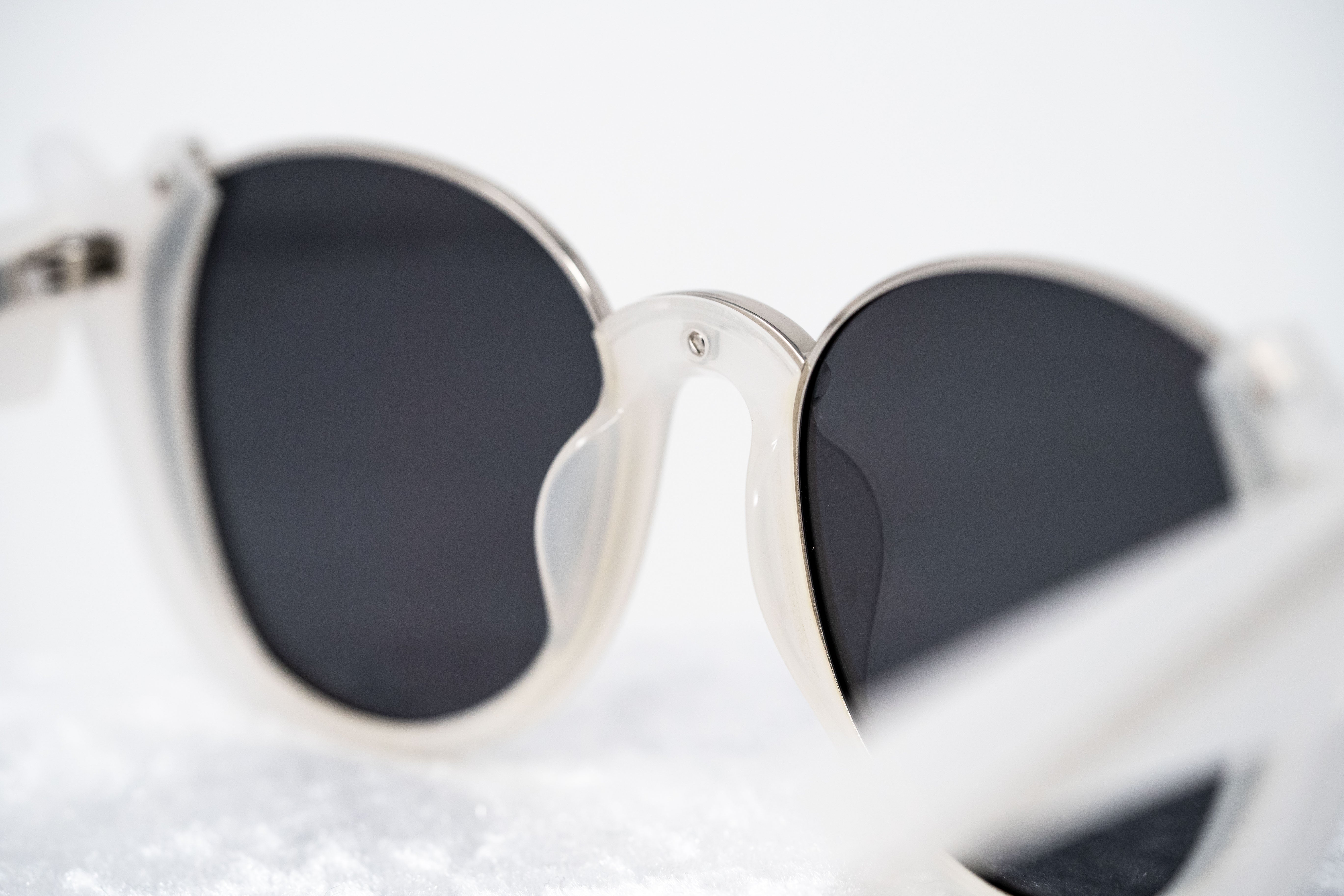 Prabal Gurung Sunglasses Round White Silver and Grey-GR8 Sunglasses
