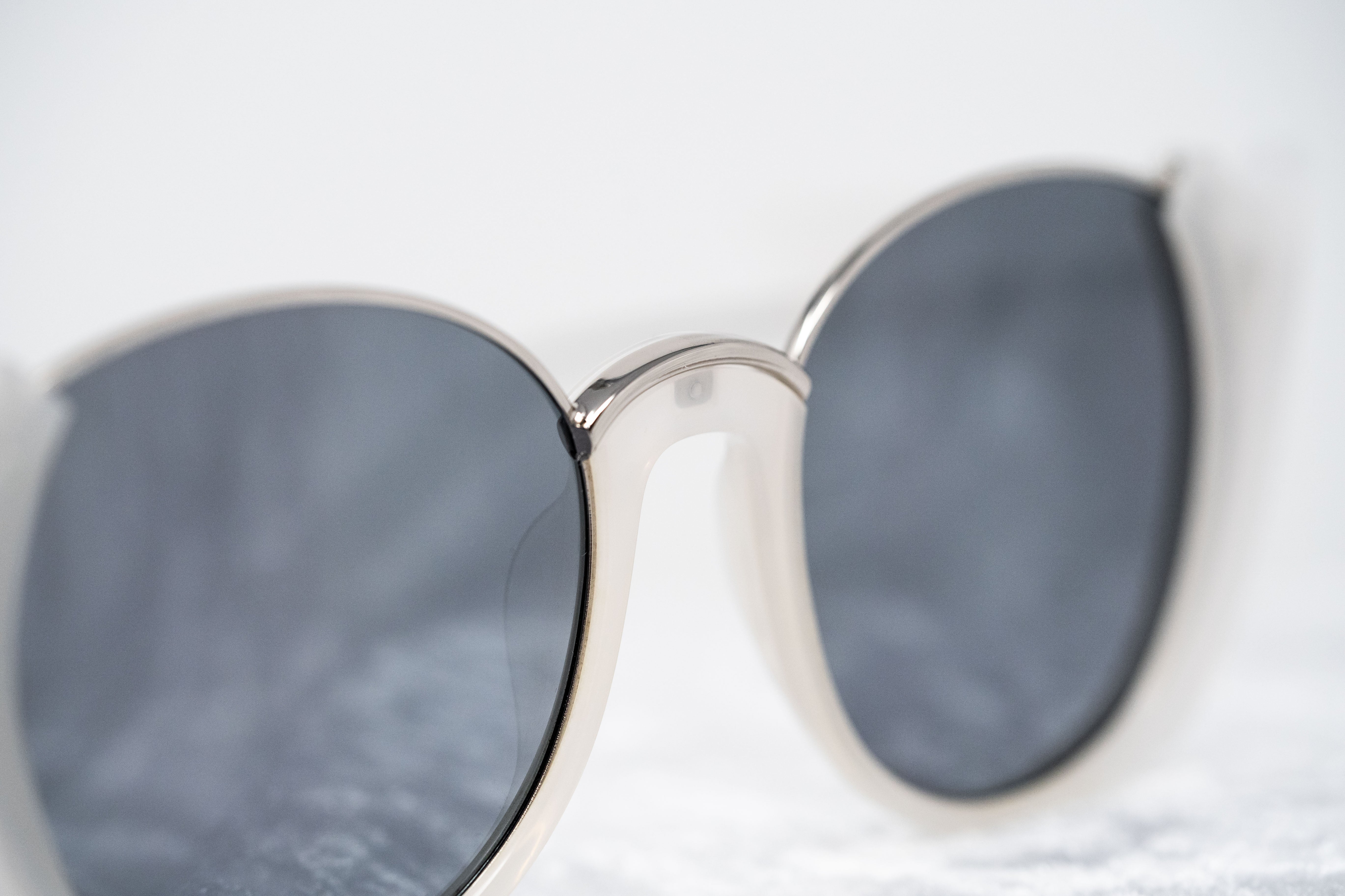 Prabal Gurung Sunglasses Round White Silver and Grey-GR8 Sunglasses