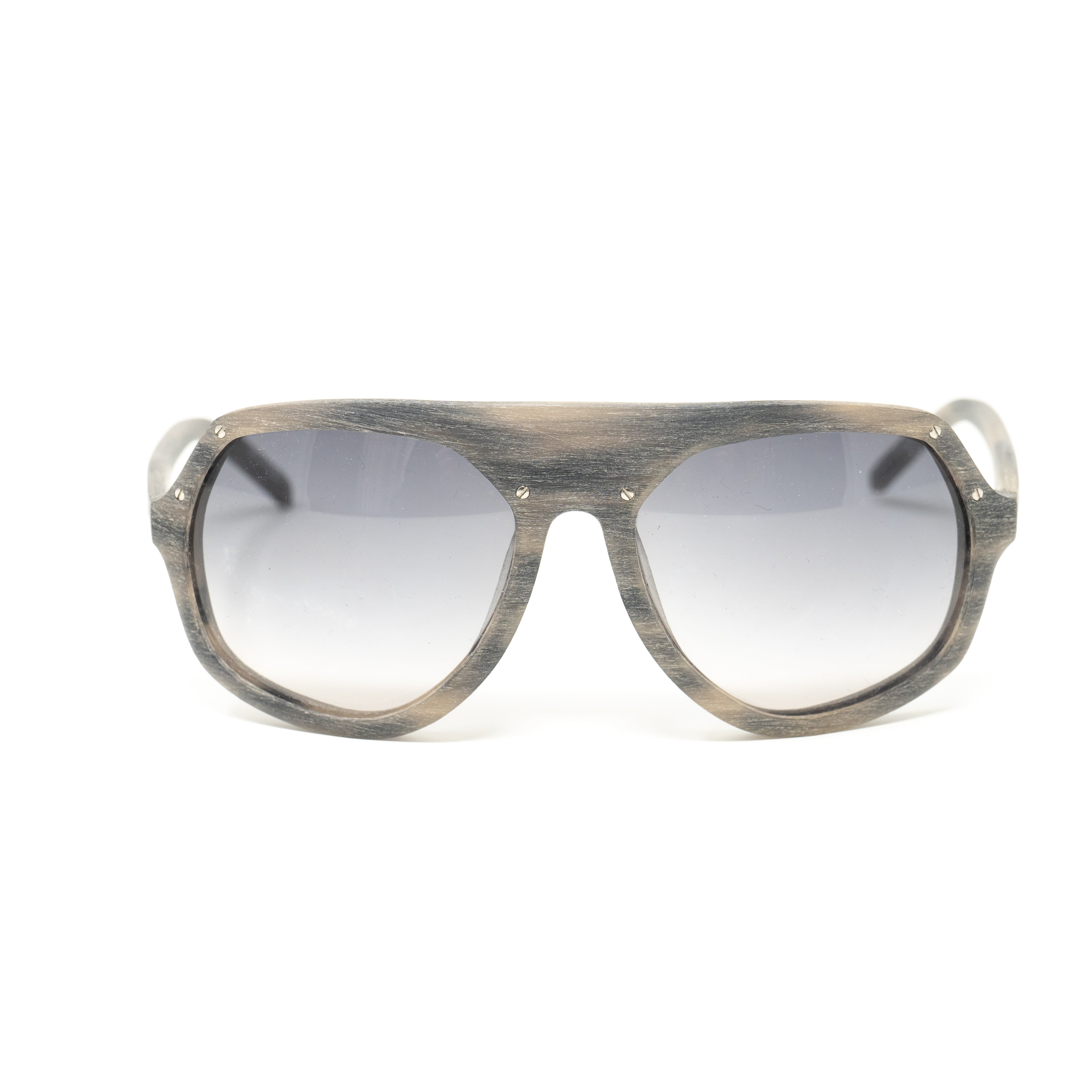 Raf Simons by Linda Farrow - Shield Brown Blue and Grey Lenses-GR8 Sunglasses