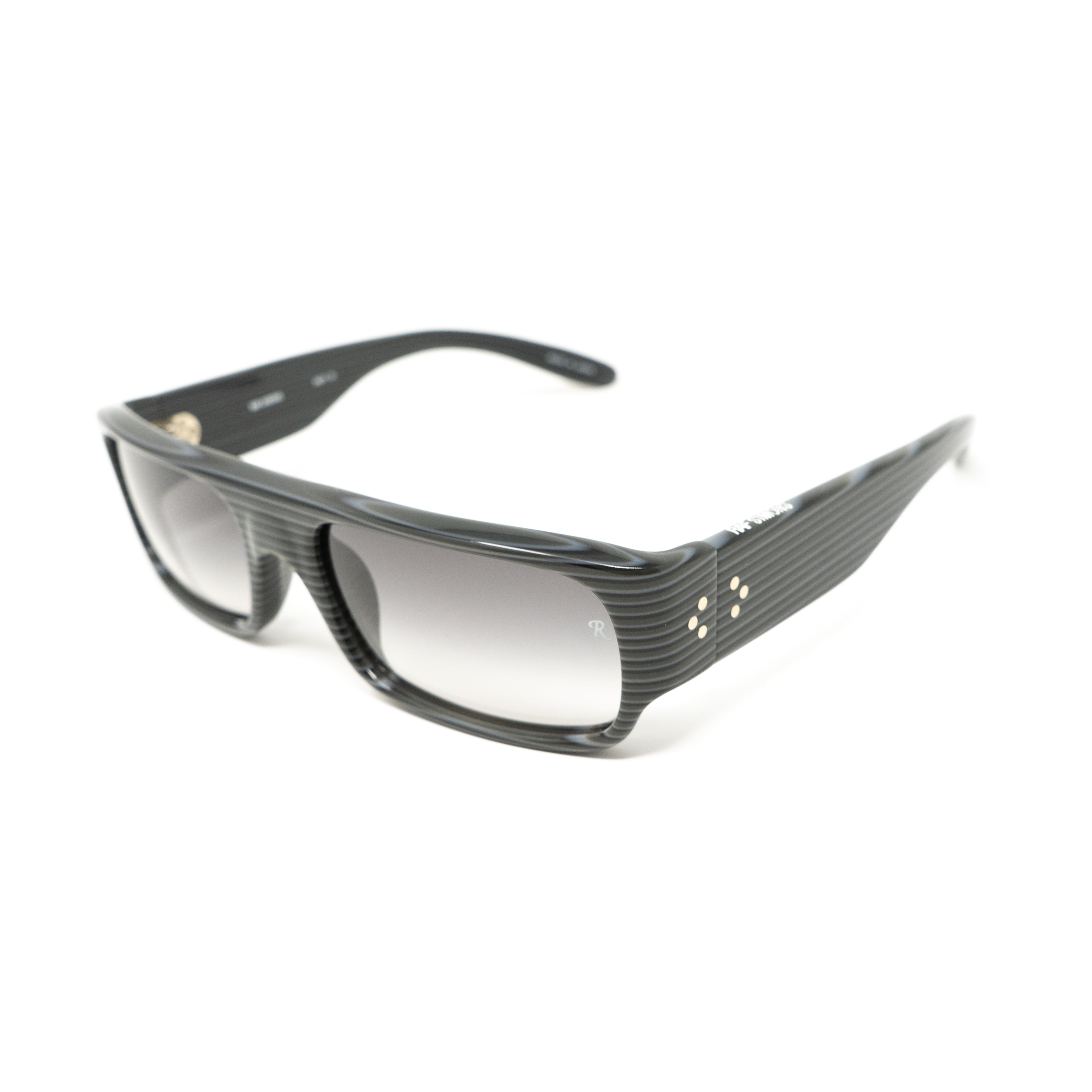 Raf Simons by Linda Farrow - Flat Top Black Grey Stripes and Grey Lenses-GR8 Sunglasses