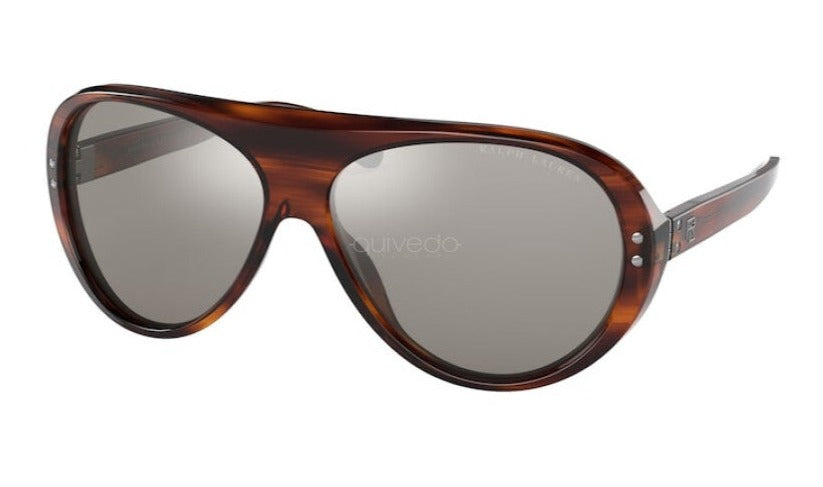 Ralph Lauren Unisex Sunglasses Pilot Striped Havana/ Silver Mirror RL8194 50076G-GR8 Sunglasses