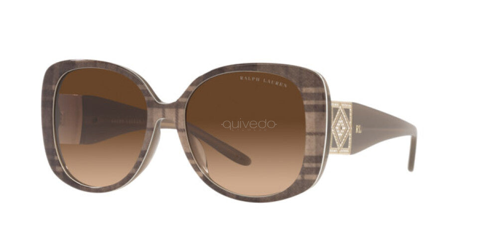 Ralph Lauren Women's Sunglasses Oversized Square Striped Havana RL8196BU 599974-GR8 Sunglasses