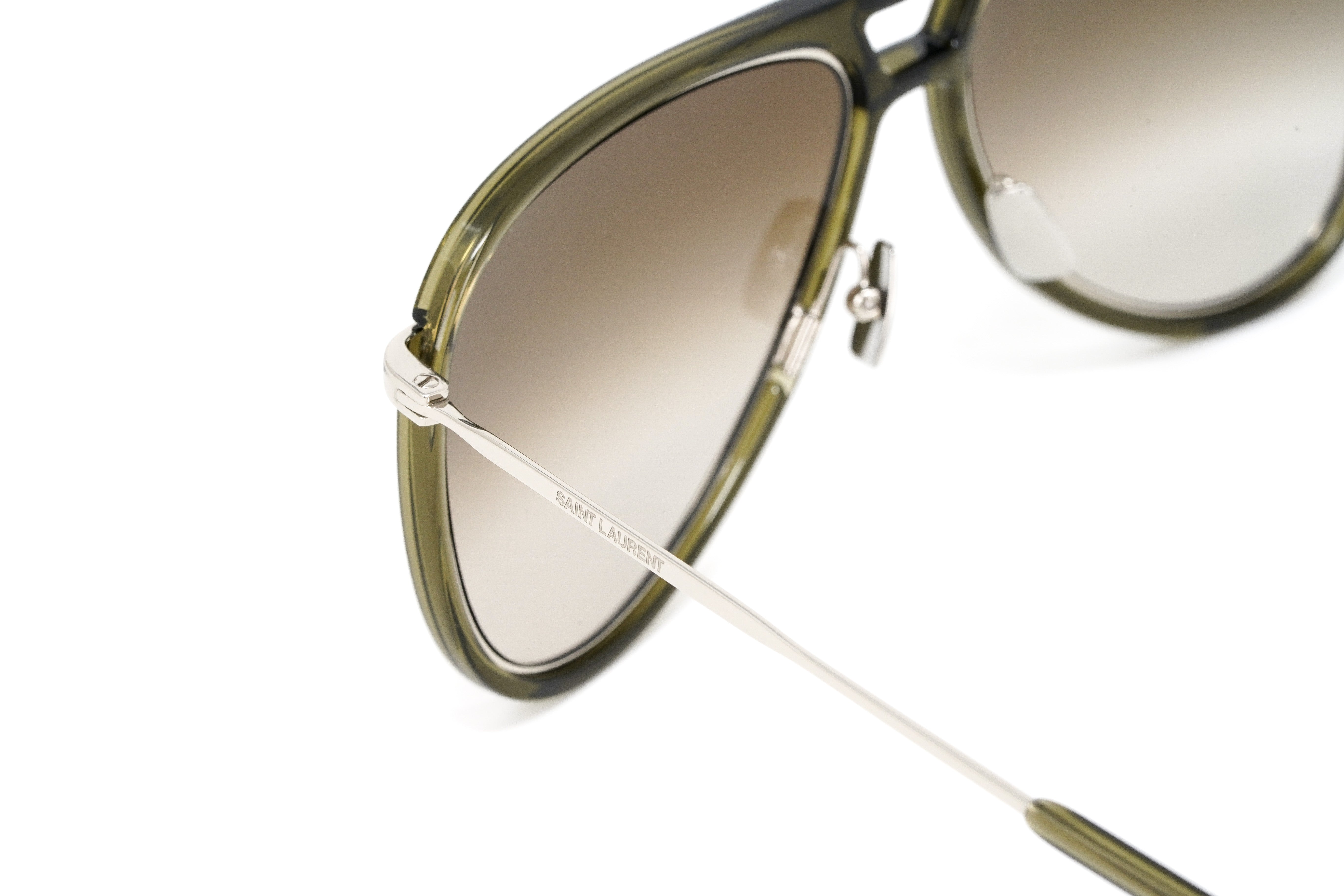 Saint Laurent Unisex Sunglasses Pilot Khaki CLASSIC 11 RIM-005 56-GR8 Sunglasses