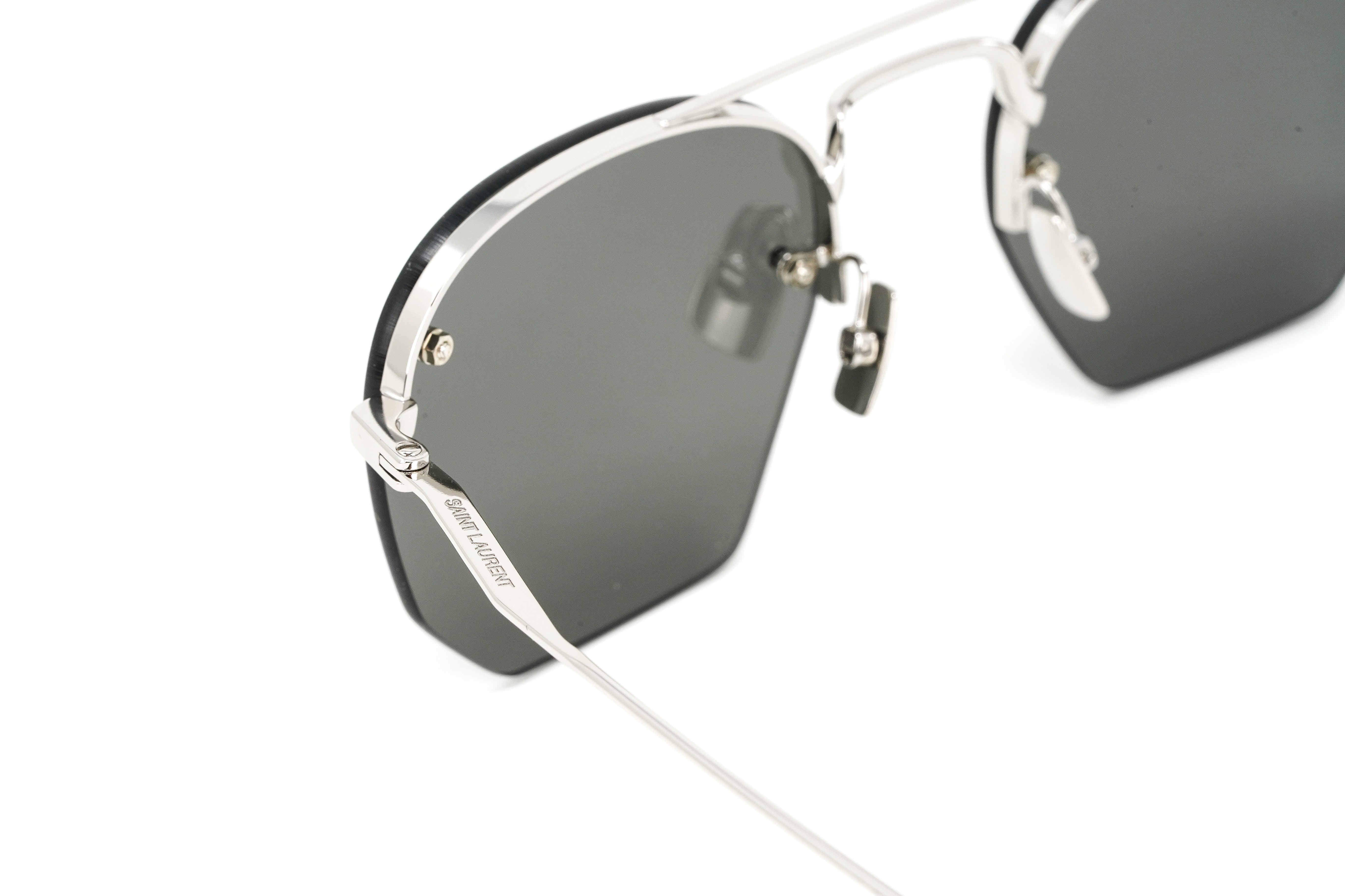 Saint Laurent Men's Sunglasses Irregular Rimless Silver/Grey SL 422-003 52-GR8 Sunglasses