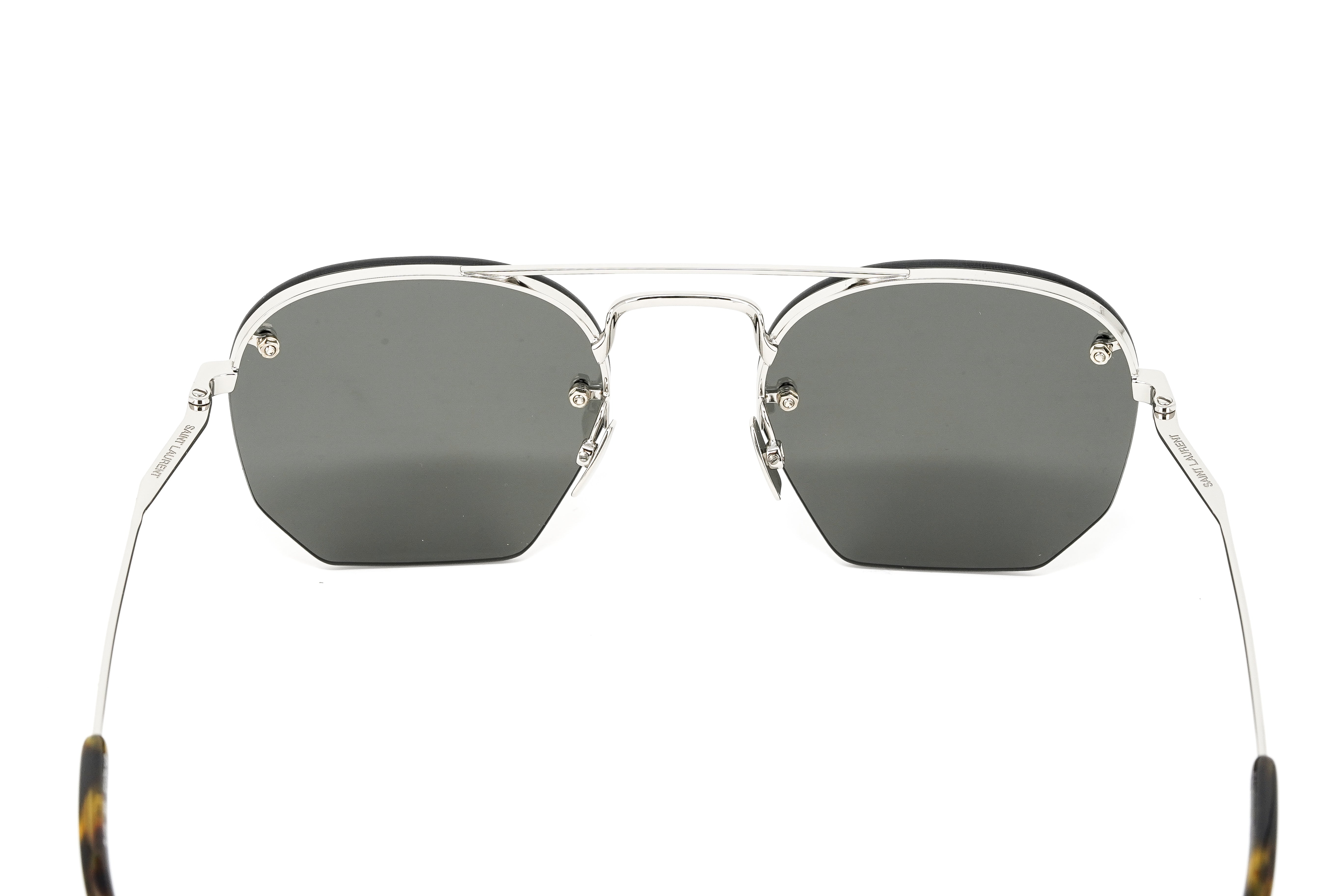 Saint Laurent Men's Sunglasses Irregular Rimless Silver/Grey SL 422-003 52-GR8 Sunglasses