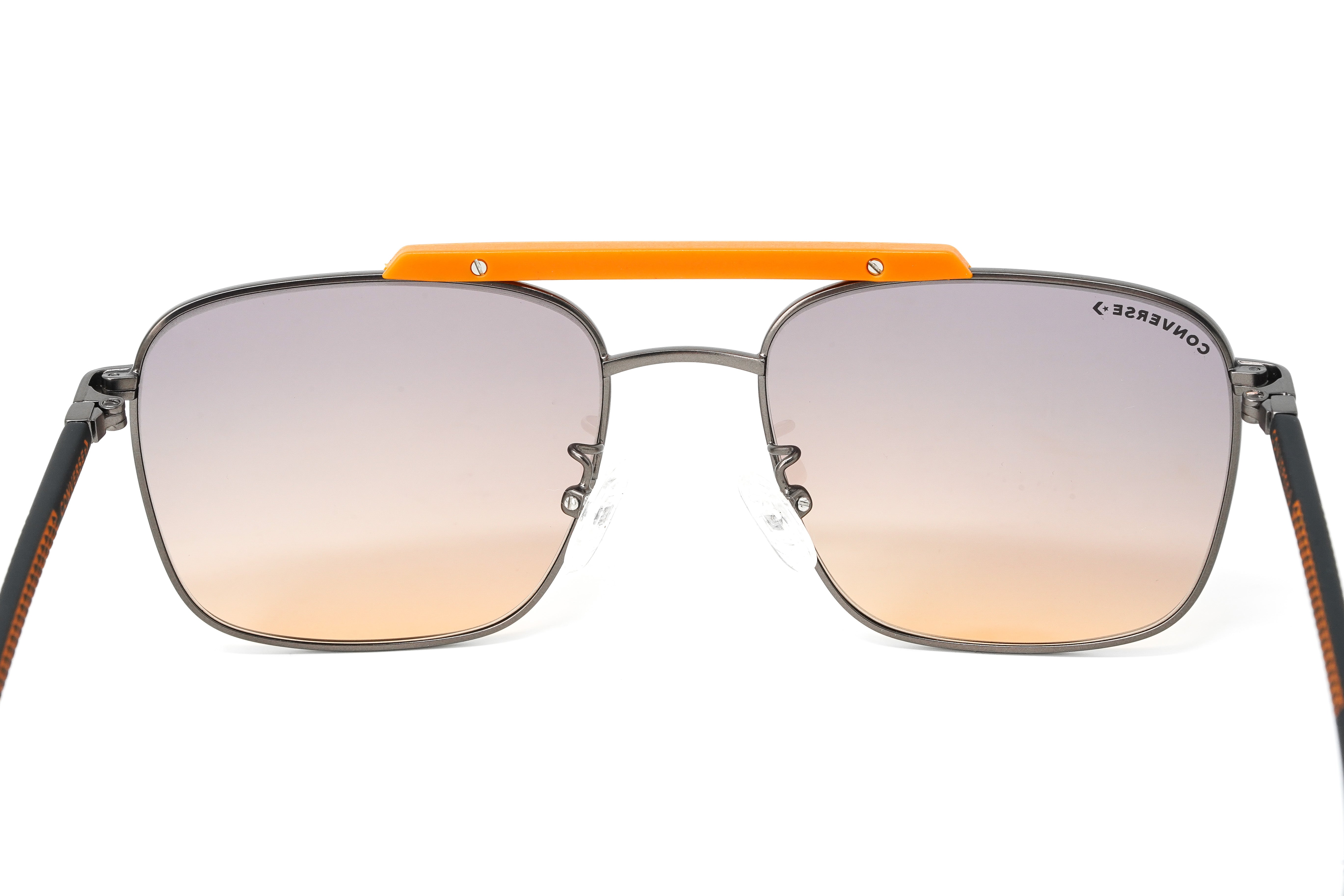 Converse Men's Sunglasses Square Flat Top Matte Grey and Orange SCO224 0627-GR8 Sunglasses